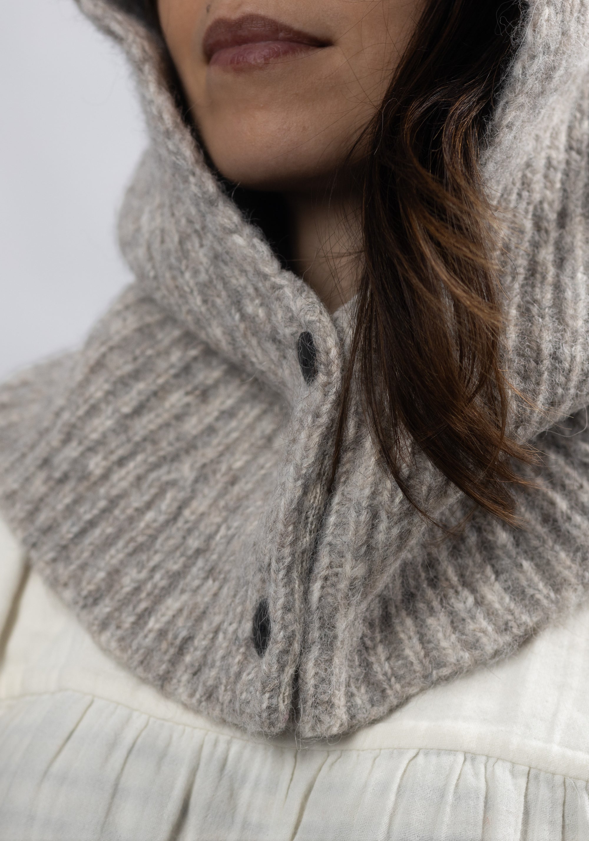 Cagulă femei din alpaca și bumbac Pima - Daphne Light Grey