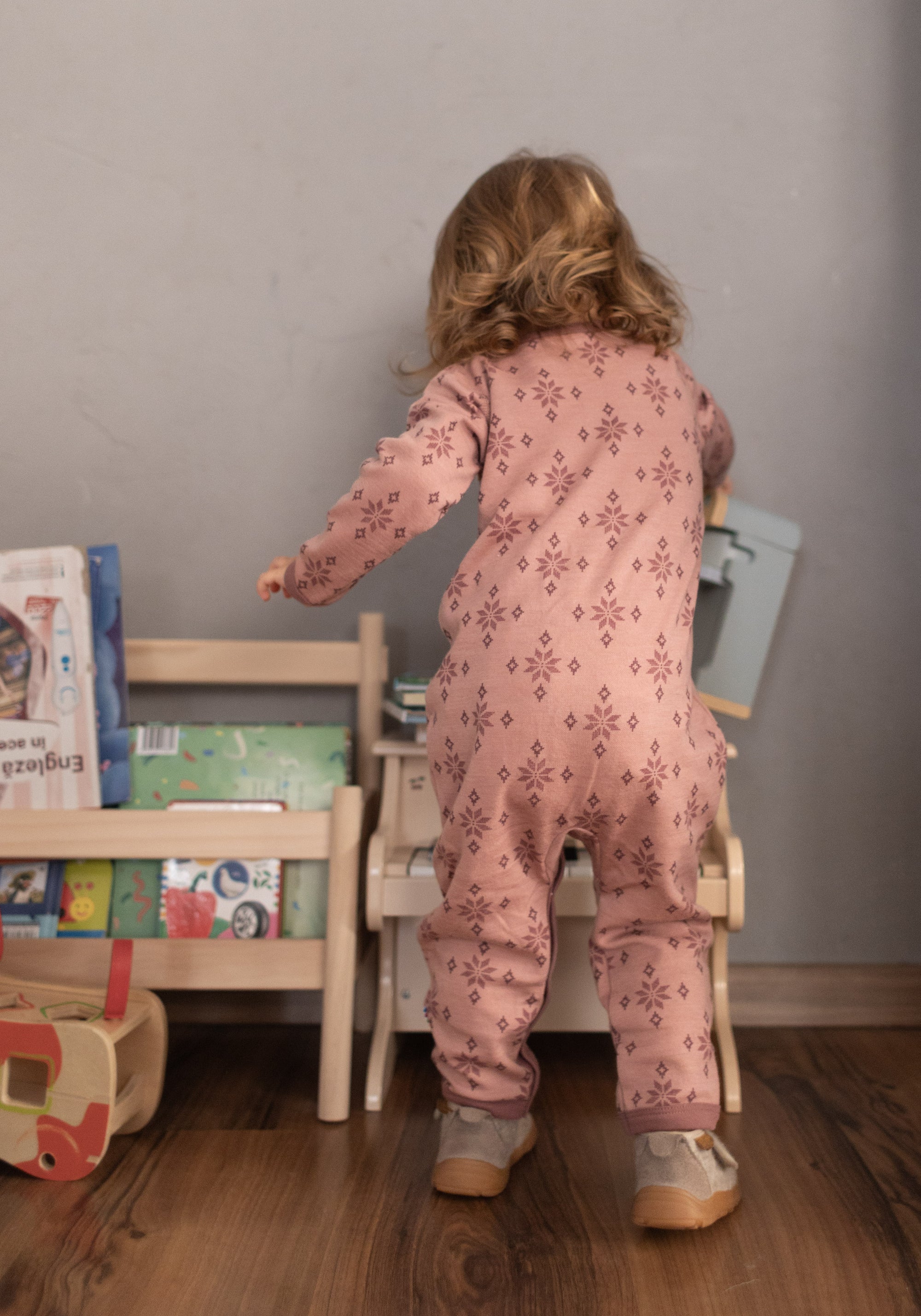 Salopetă din lână merinos și bumbac - Ice Crystal Rose