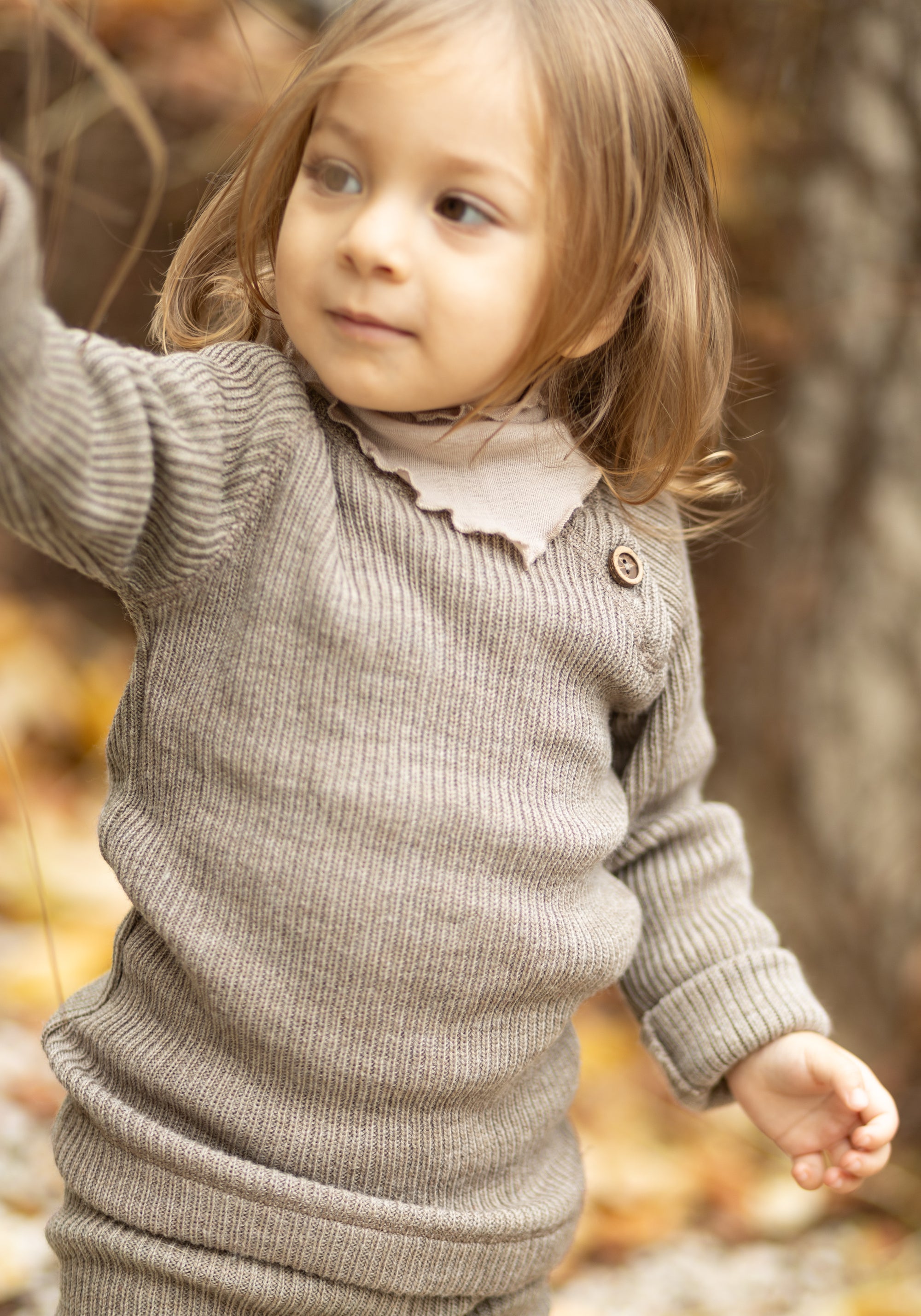 Pulover lână merinos - Rib Beige Melange