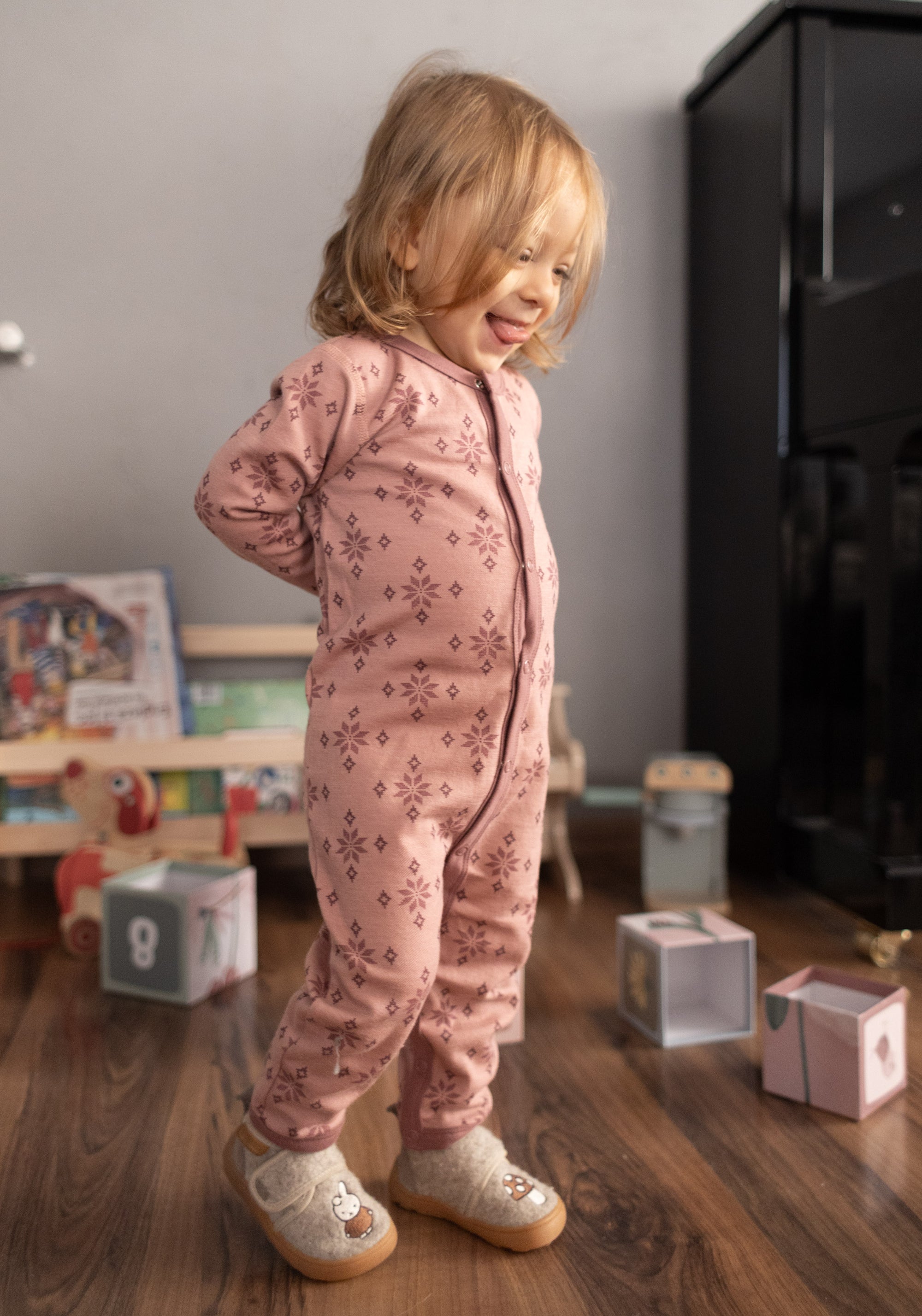 Salopetă din lână merinos și bumbac - Ice Crystal Rose