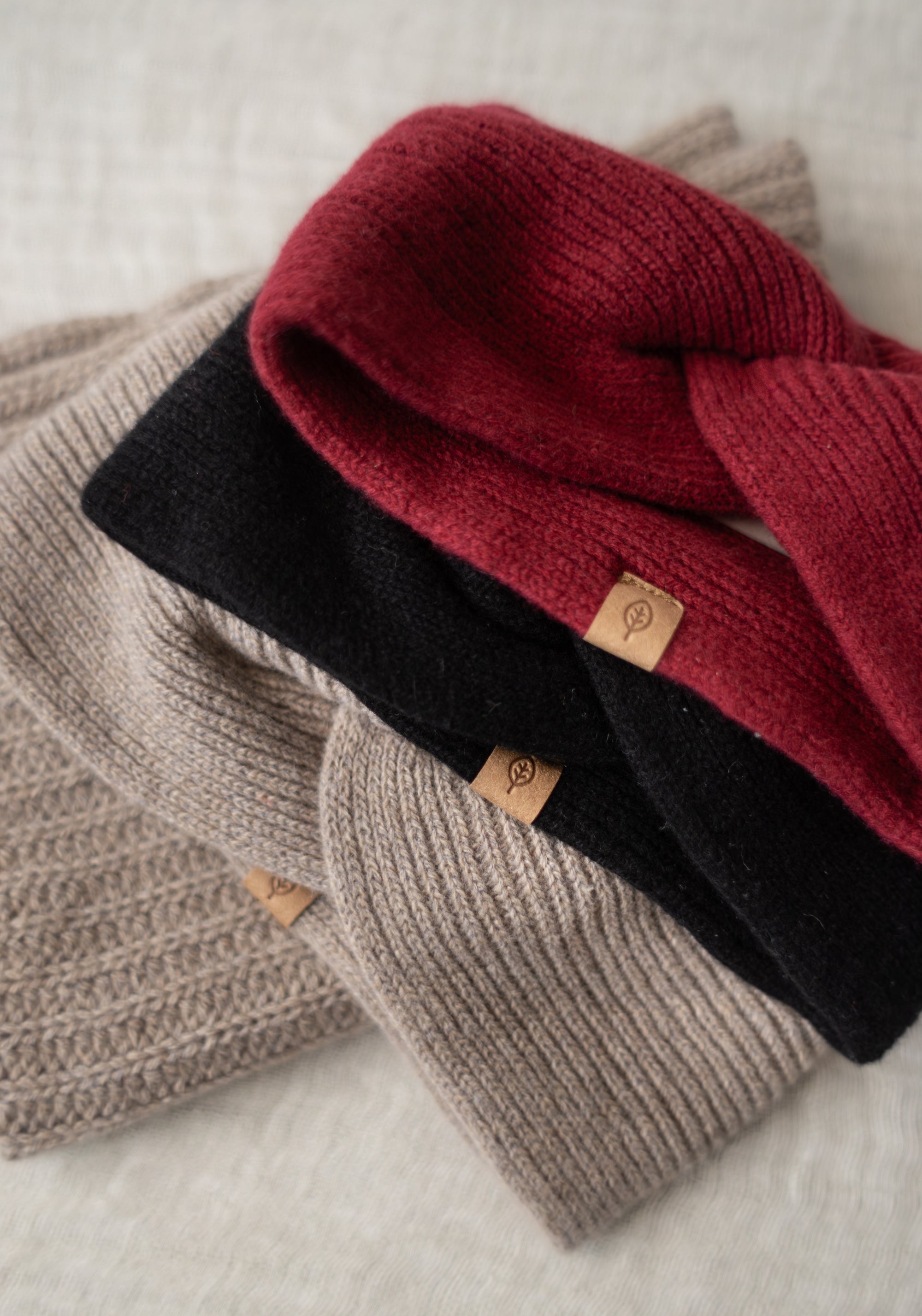 Headband femei din lână merinos și cașmir - Berry Red