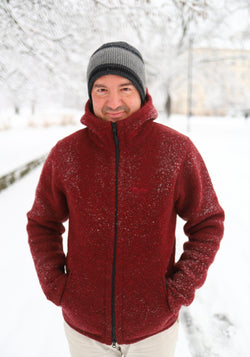 Jachetă bărbați W300 din lână fiartă - Halva Rosso