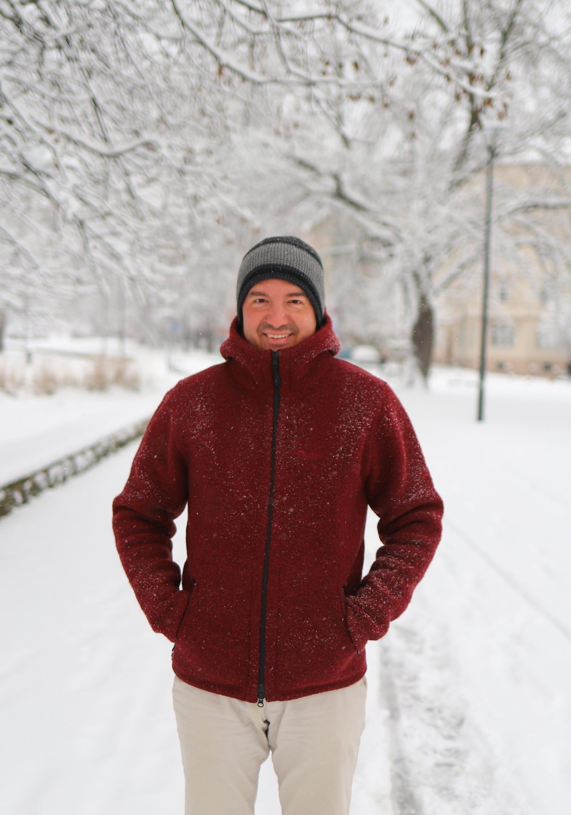 Jachetă bărbați W300 din lână fiartă - Halva Rosso