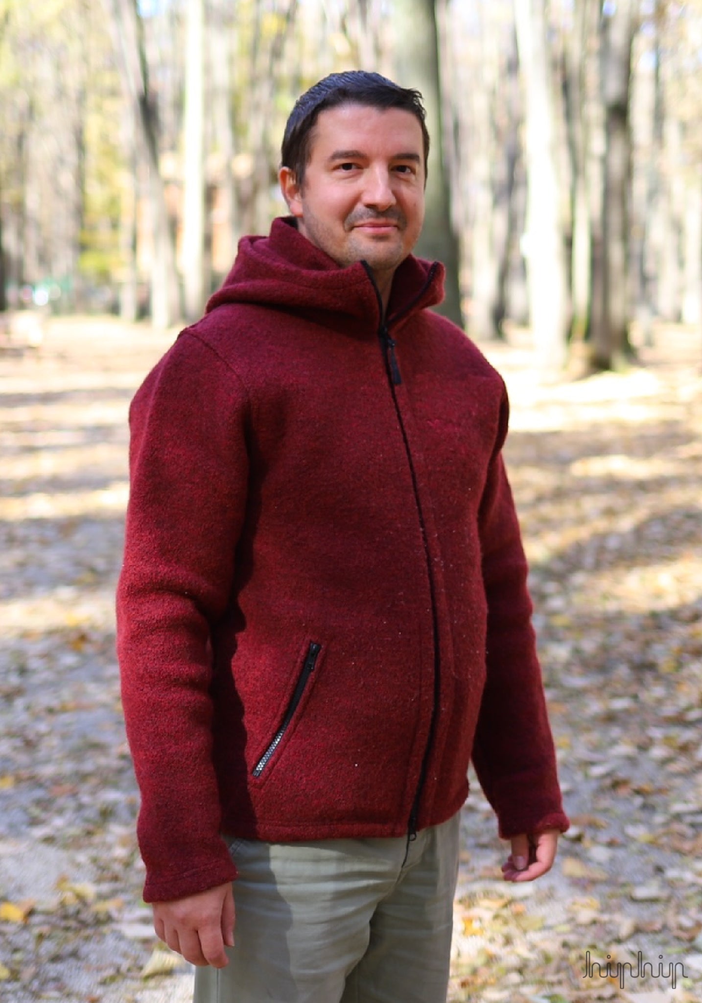 Jachetă bărbați W300 din lână fiartă - Halva Rosso