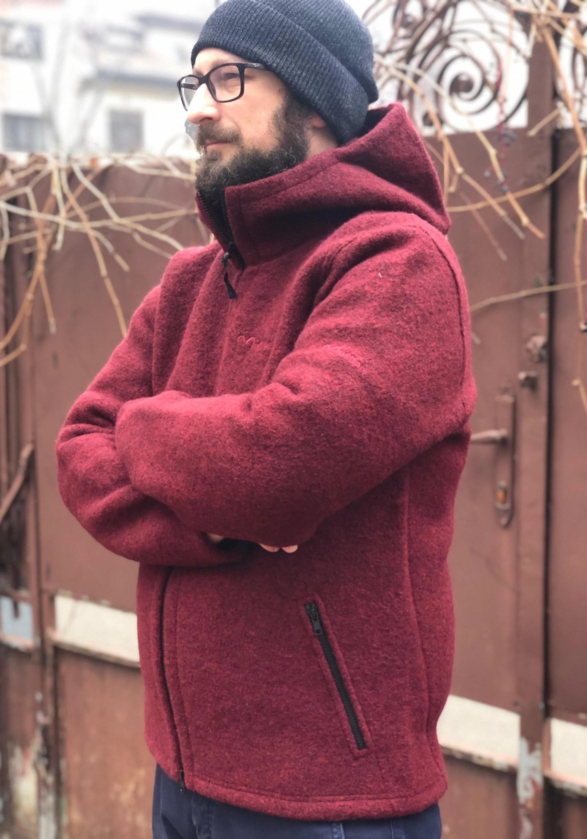 Jachetă bărbați W300 din lână fiartă - Halva Rosso