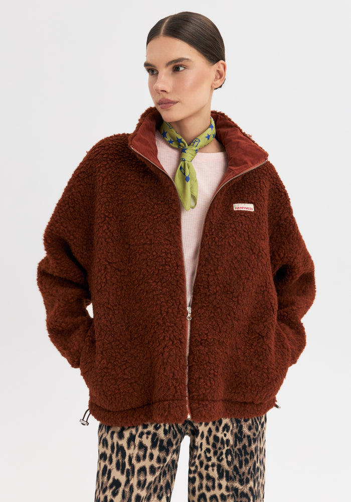 Jachetă bomber oversize fleece din lână merinos - Teddy Clay