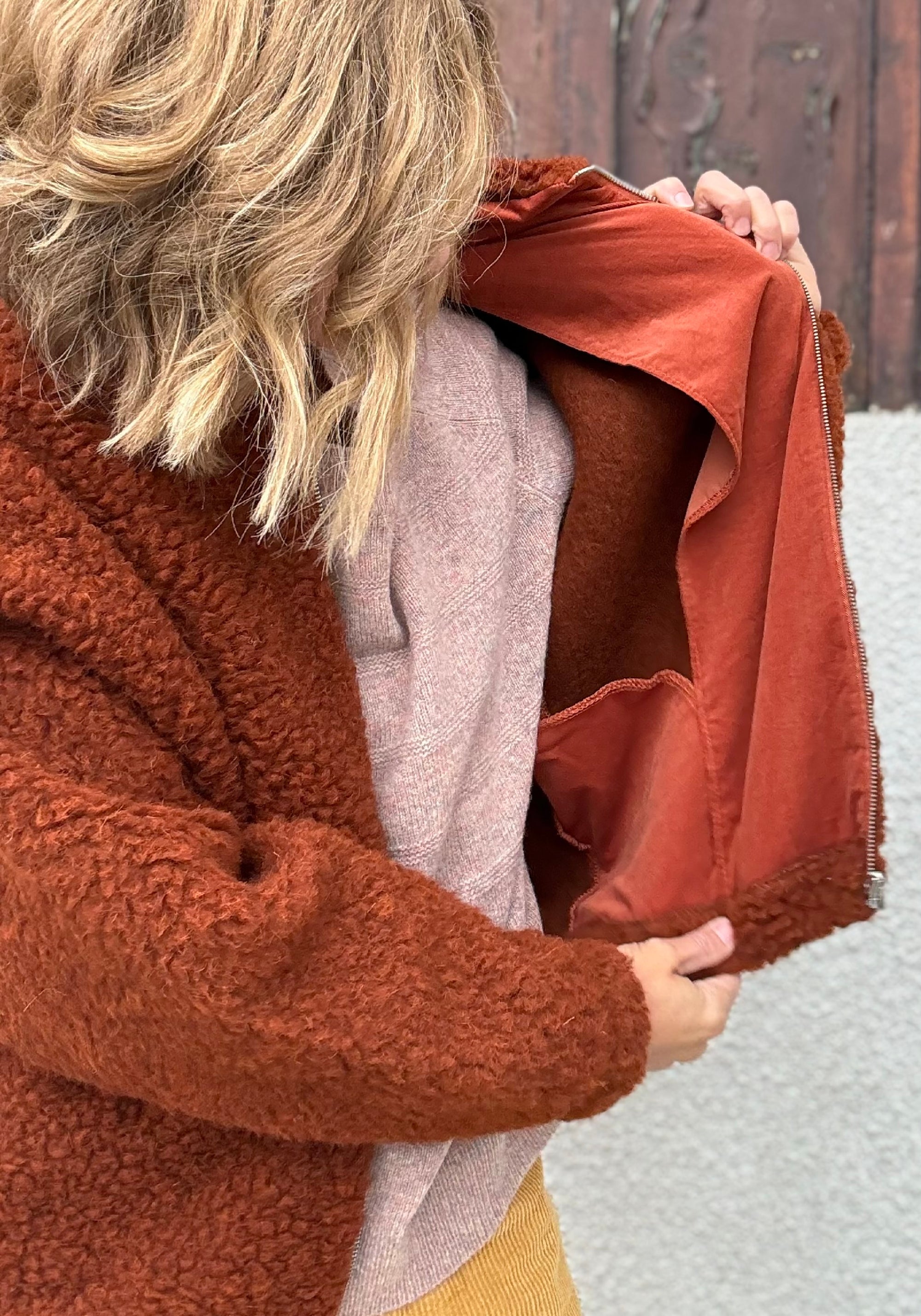 Jachetă bomber oversize fleece din lână merinos - Teddy Clay