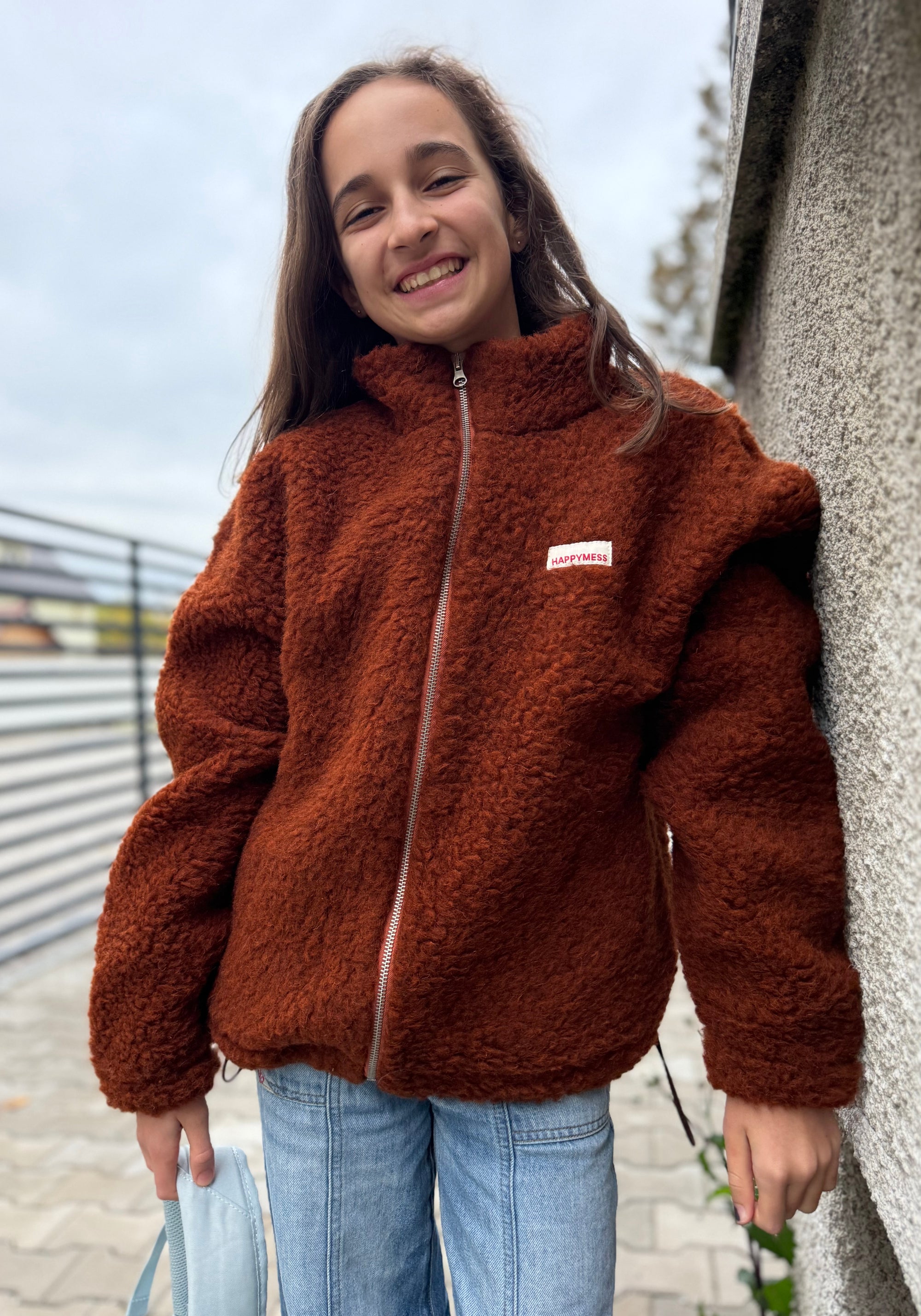 Jachetă bomber oversize fleece din lână merinos - Teddy Clay