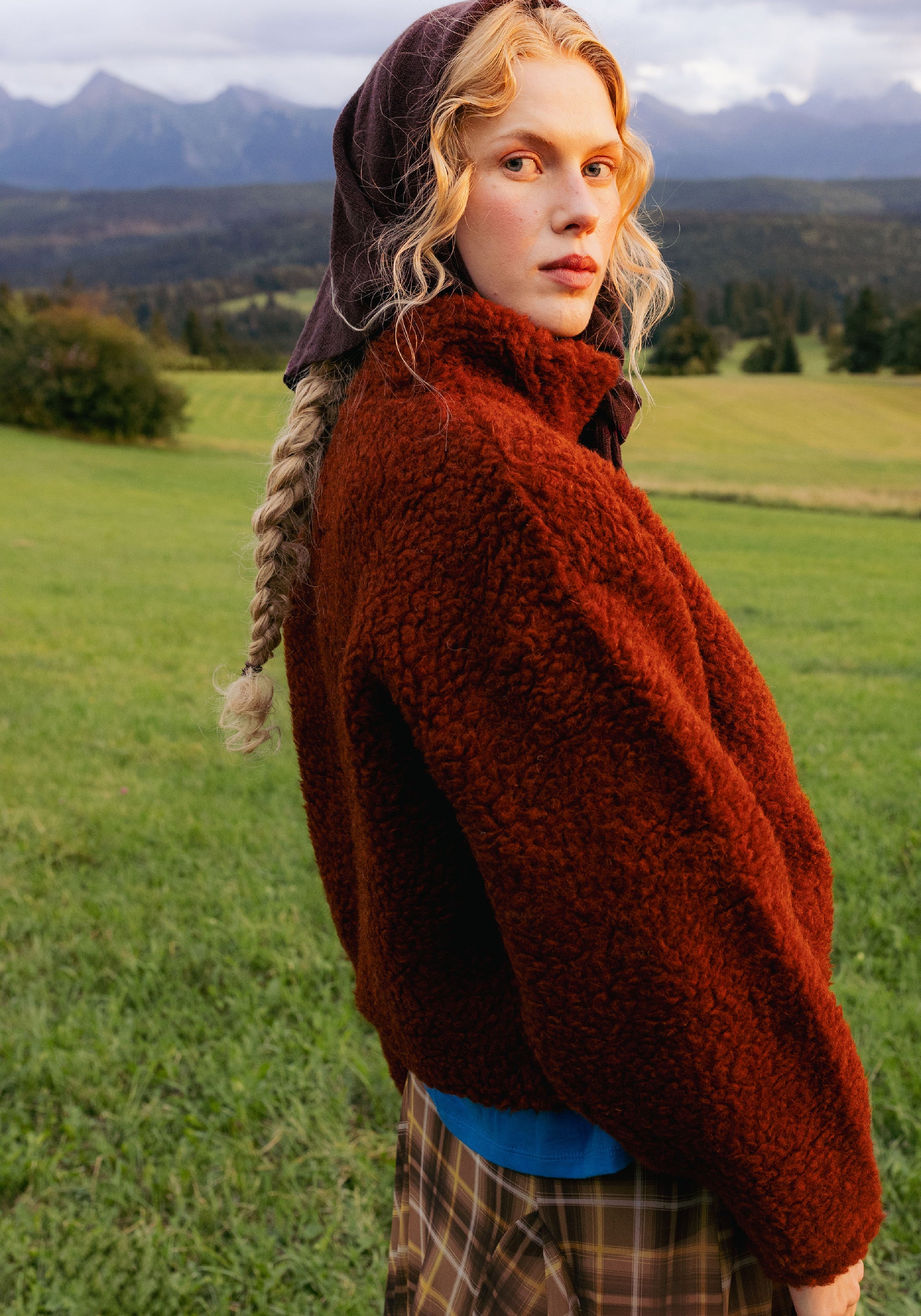 Jachetă bomber oversize fleece din lână merinos - Teddy Clay