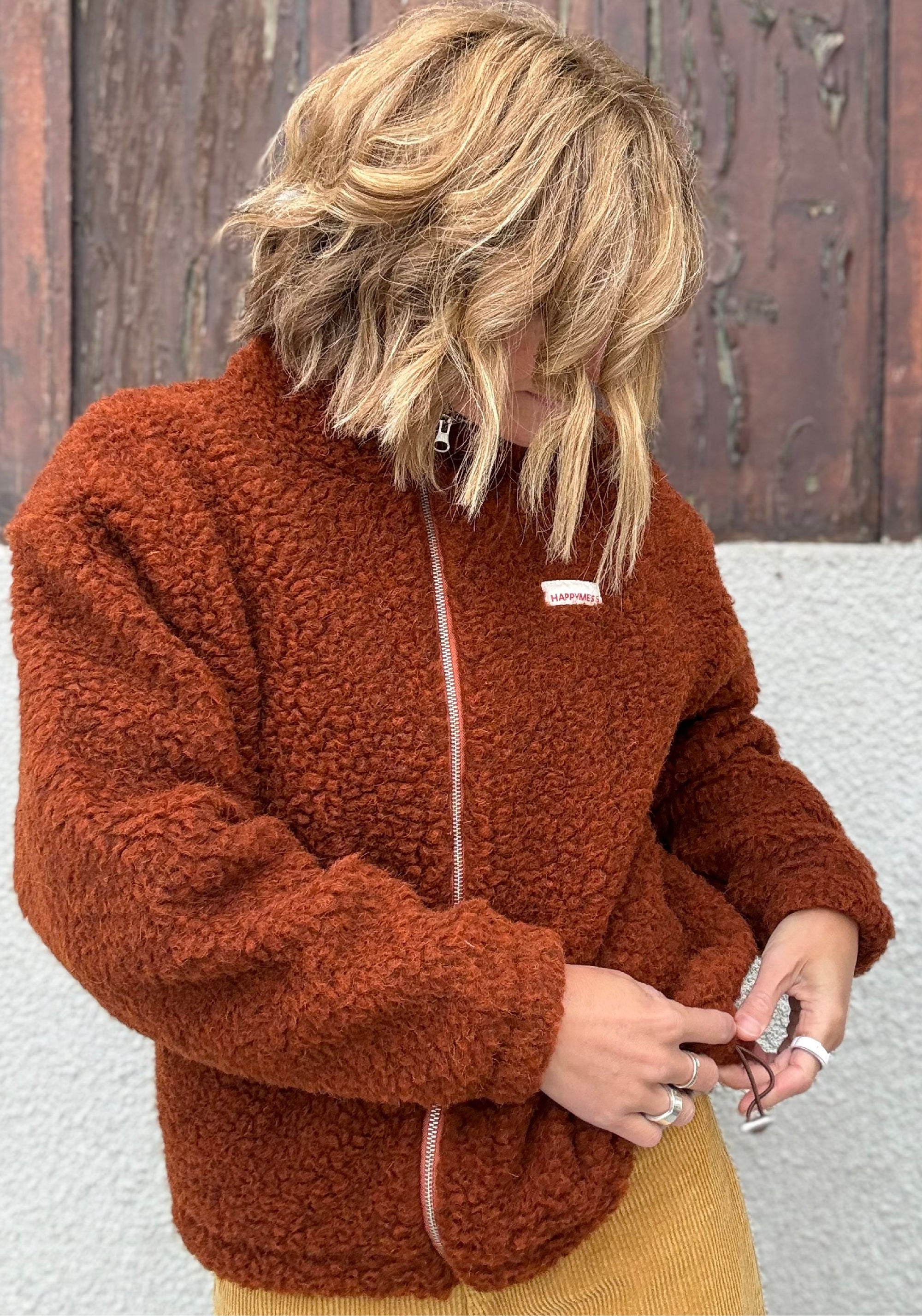 Jachetă bomber oversize fleece din lână merinos - Teddy Clay