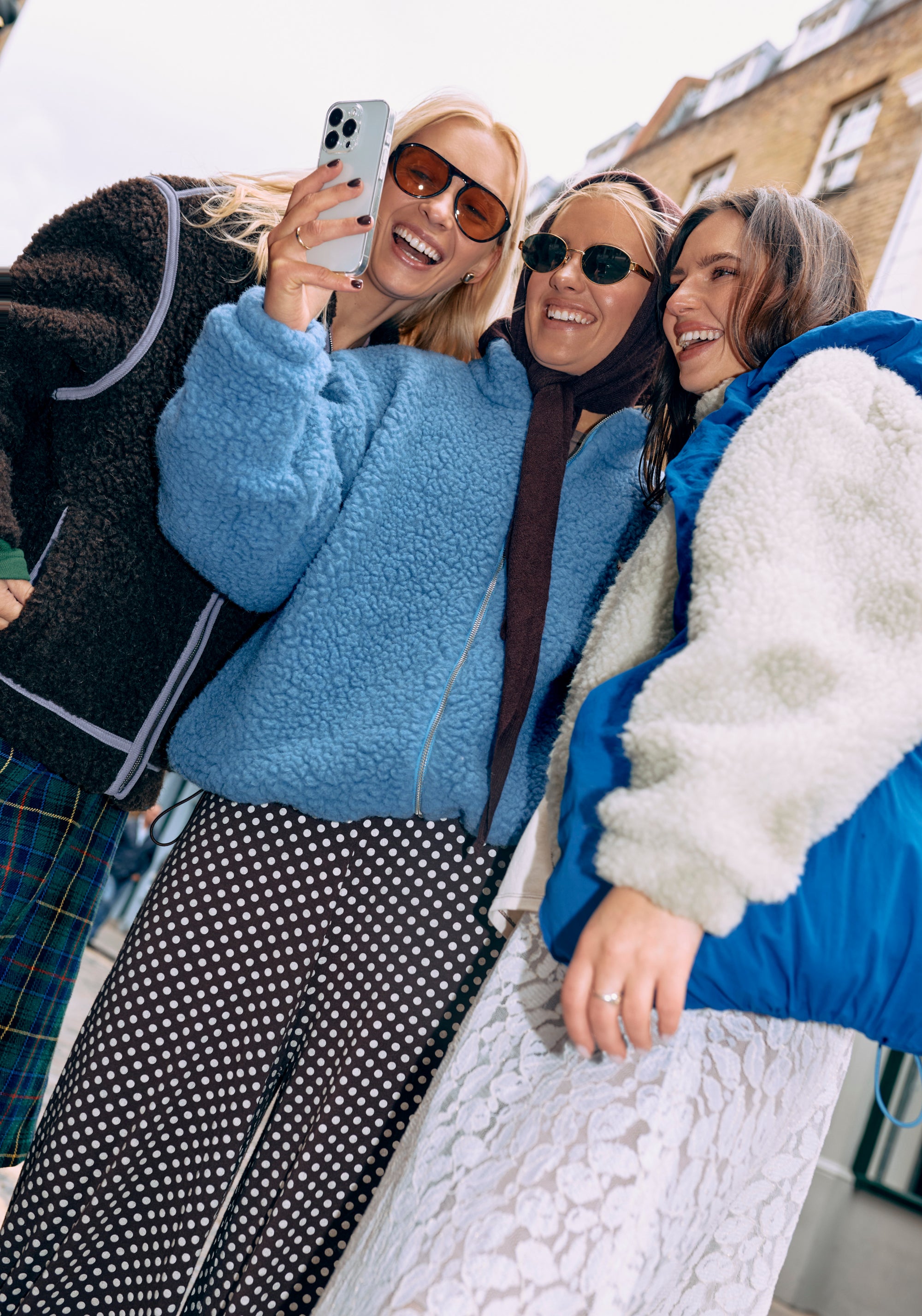 Jachetă bomber oversize fleece din lână merinos - Teddy Ice Blue