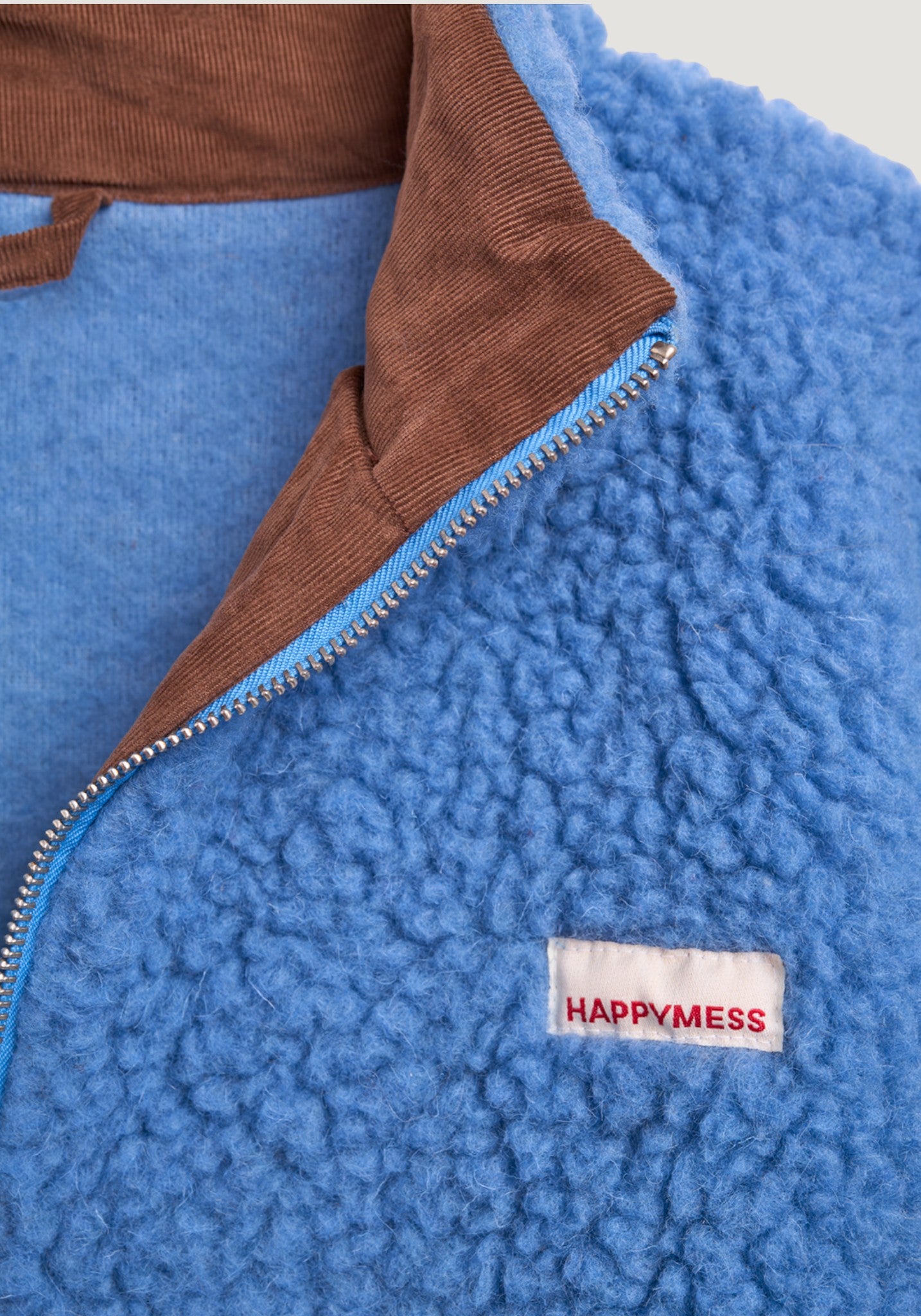 Jachetă bomber oversize fleece din lână merinos - Teddy Ice Blue