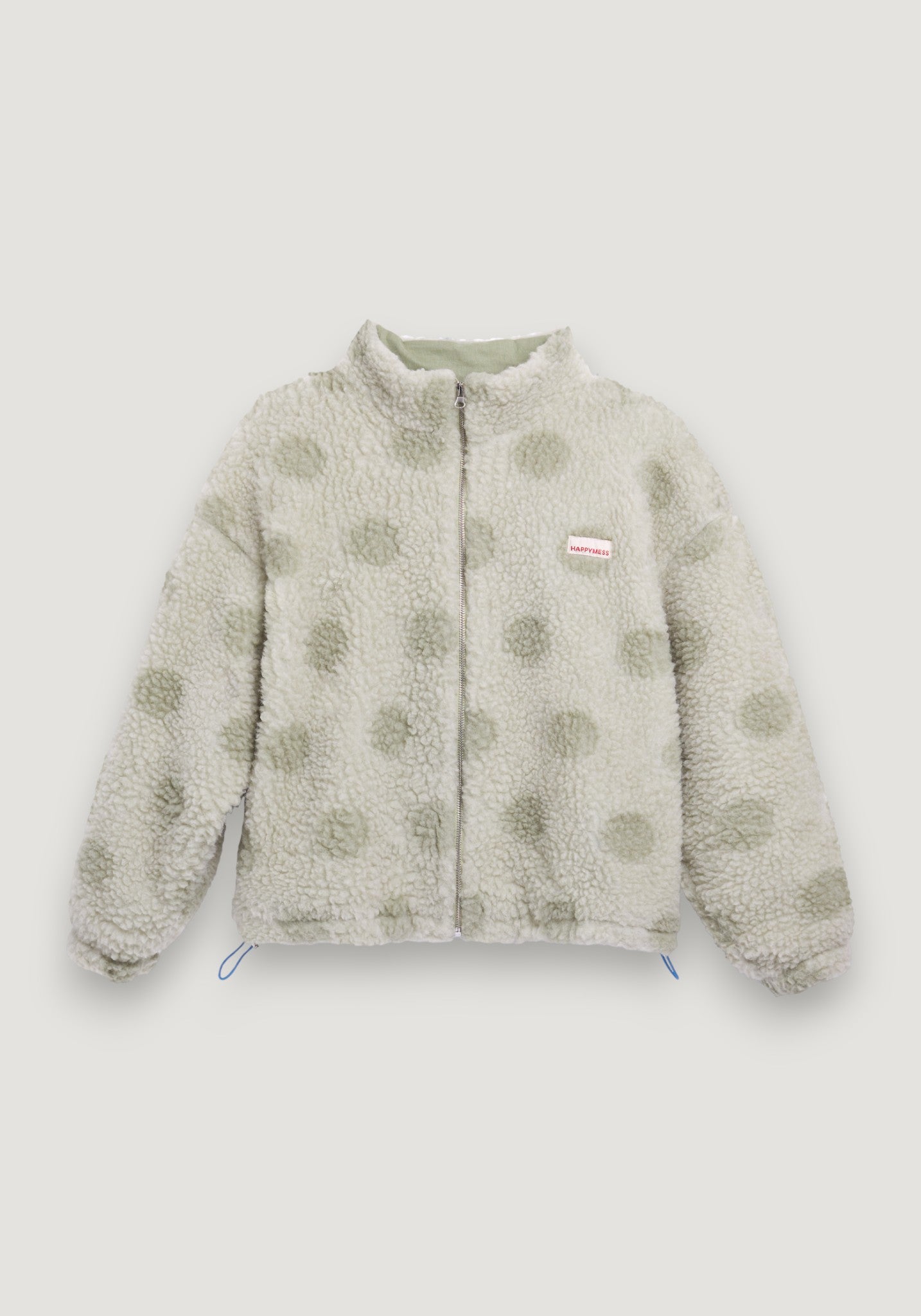 Jachetă bomber oversize fleece din lână merinos - Teddy Polka Dots