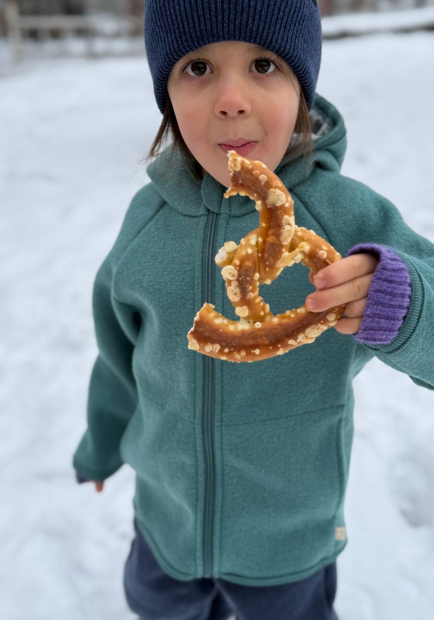 Jachetă din lână merinos fiartă - Eucalyptus