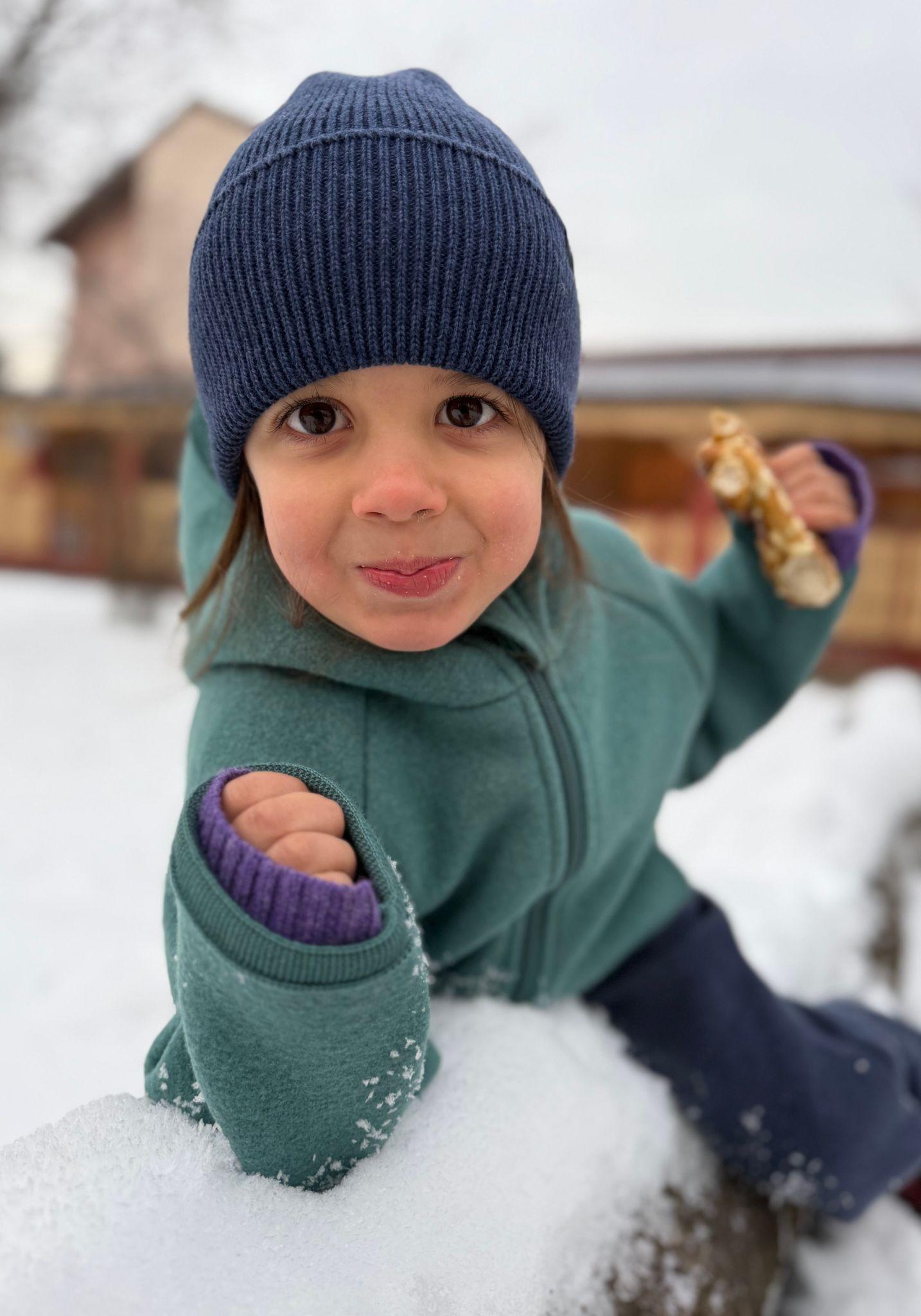 Jachetă din lână merinos fiartă - Eucalyptus