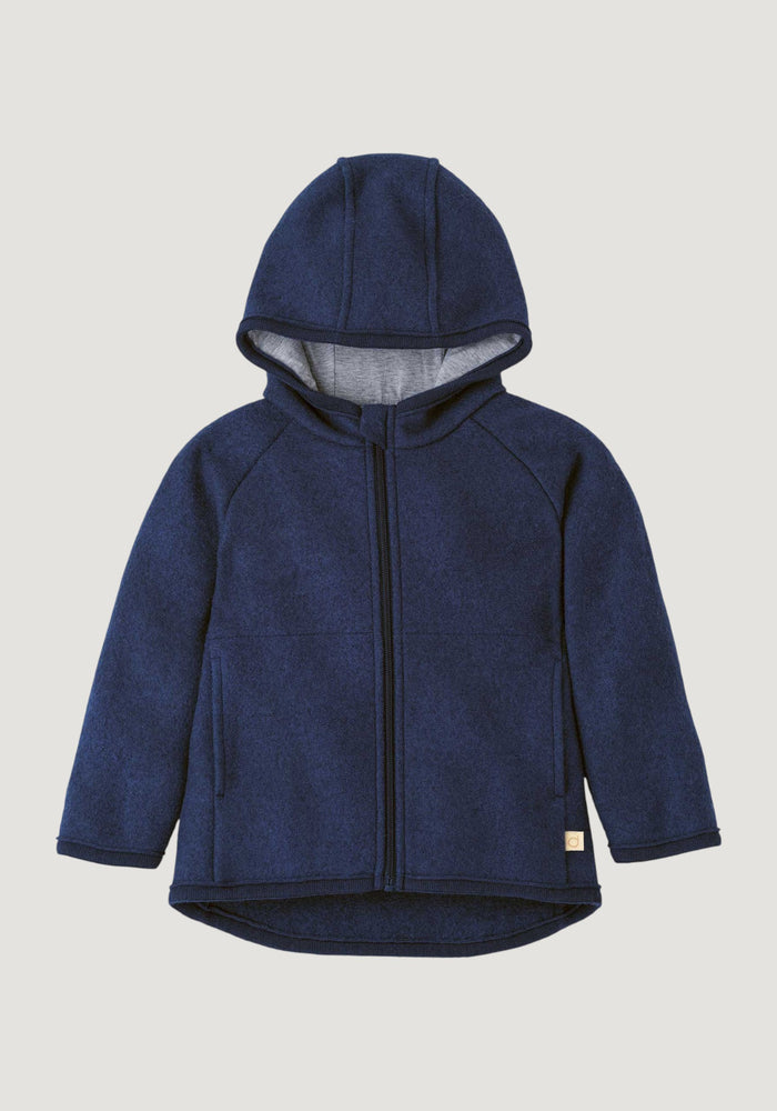 Jachetă din lână merinos fiartă - Indigo