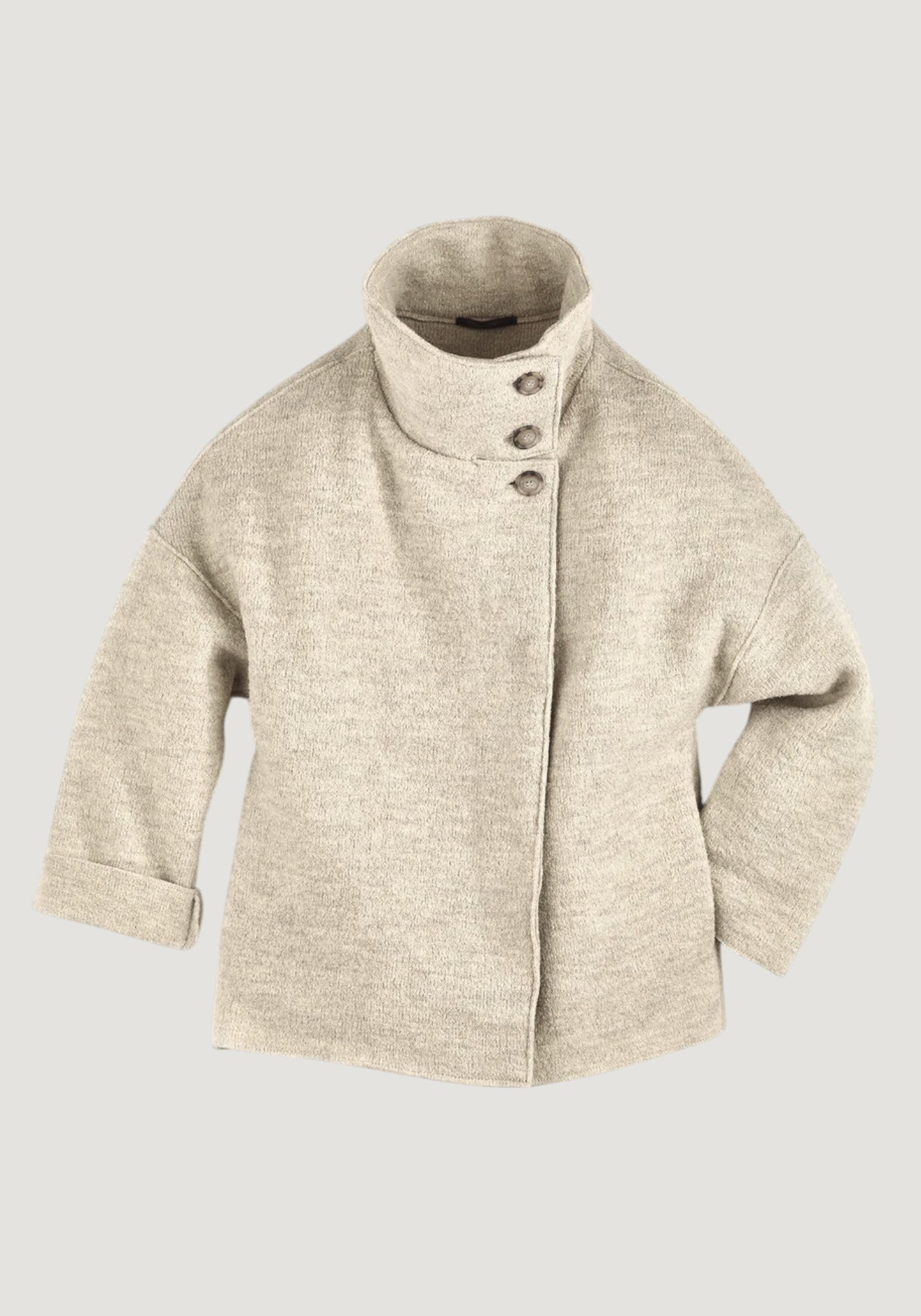 Jachetă femei din lână fiartă - Natur