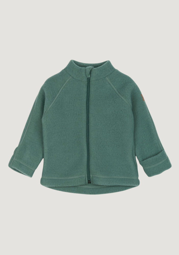 Jachetă fleece cu mănuși din lână merinos - Balsam Green