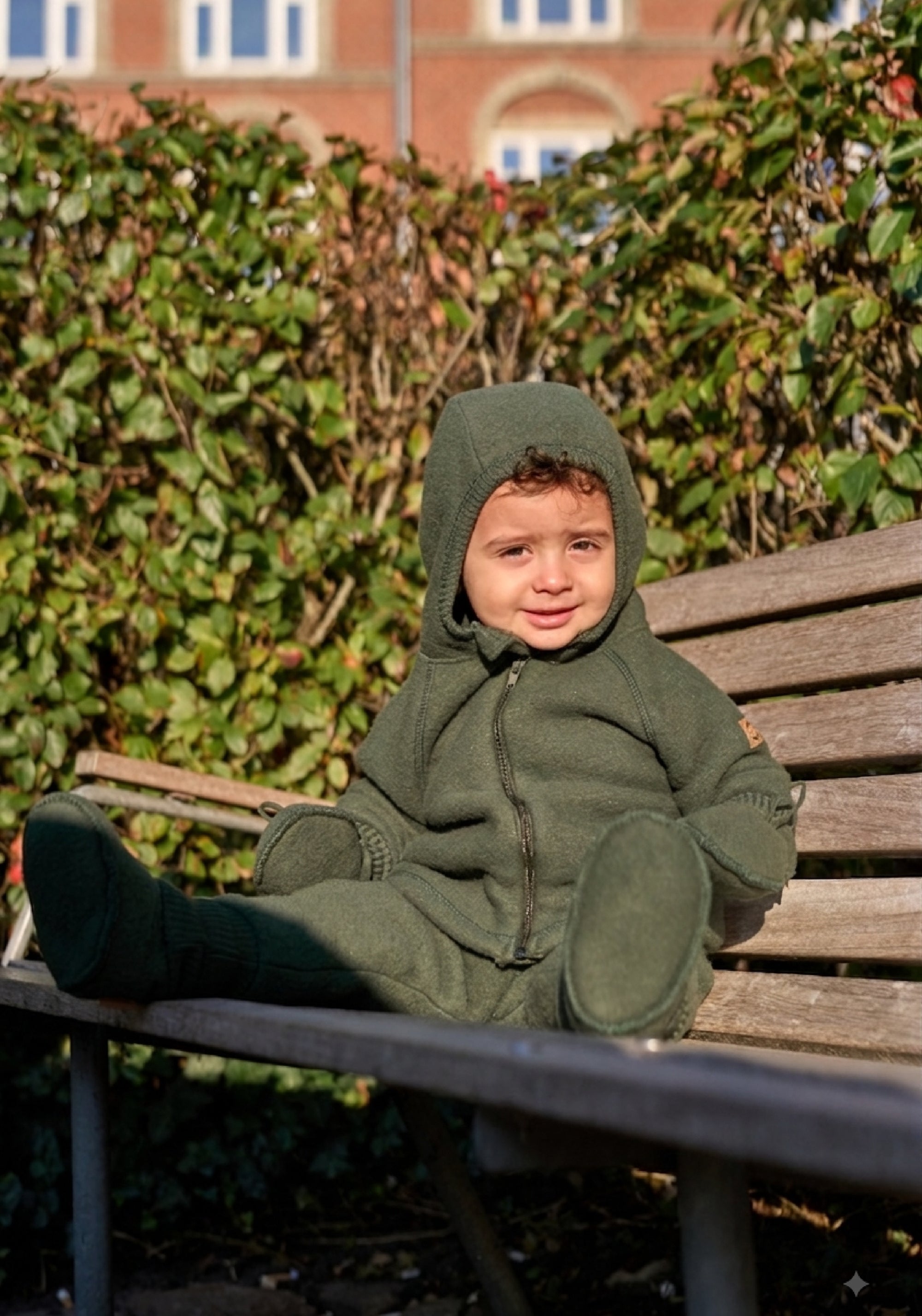 Pantaloni fleece din lână merinos - Kombu Green