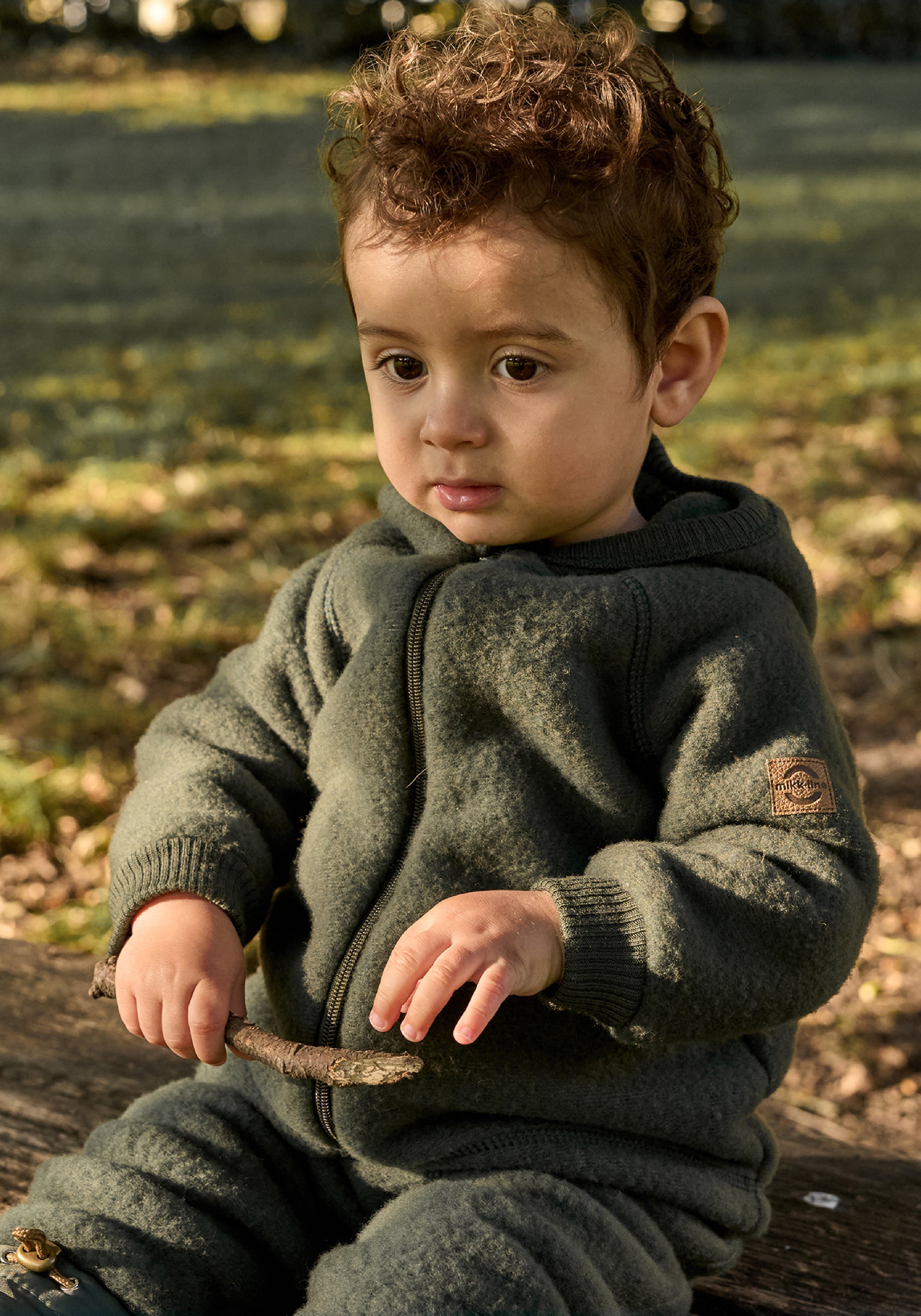 Jachetă fleece din lână merinos - Kombu Green