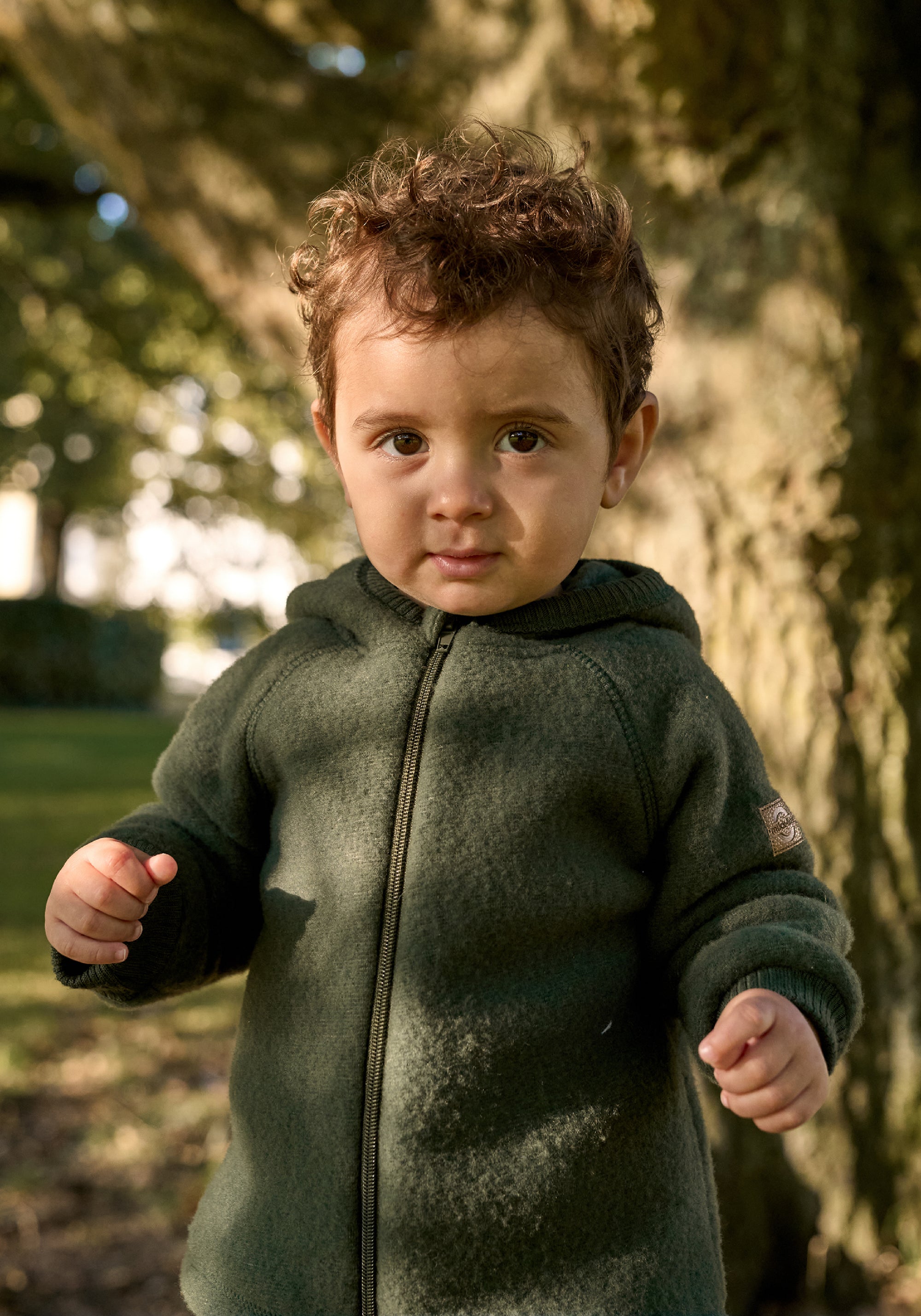 Jachetă fleece din lână merinos - Kombu Green