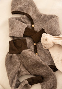 Jachetă fleece din lână merinos și bumbac - Brown Cosilana HipHip.ro