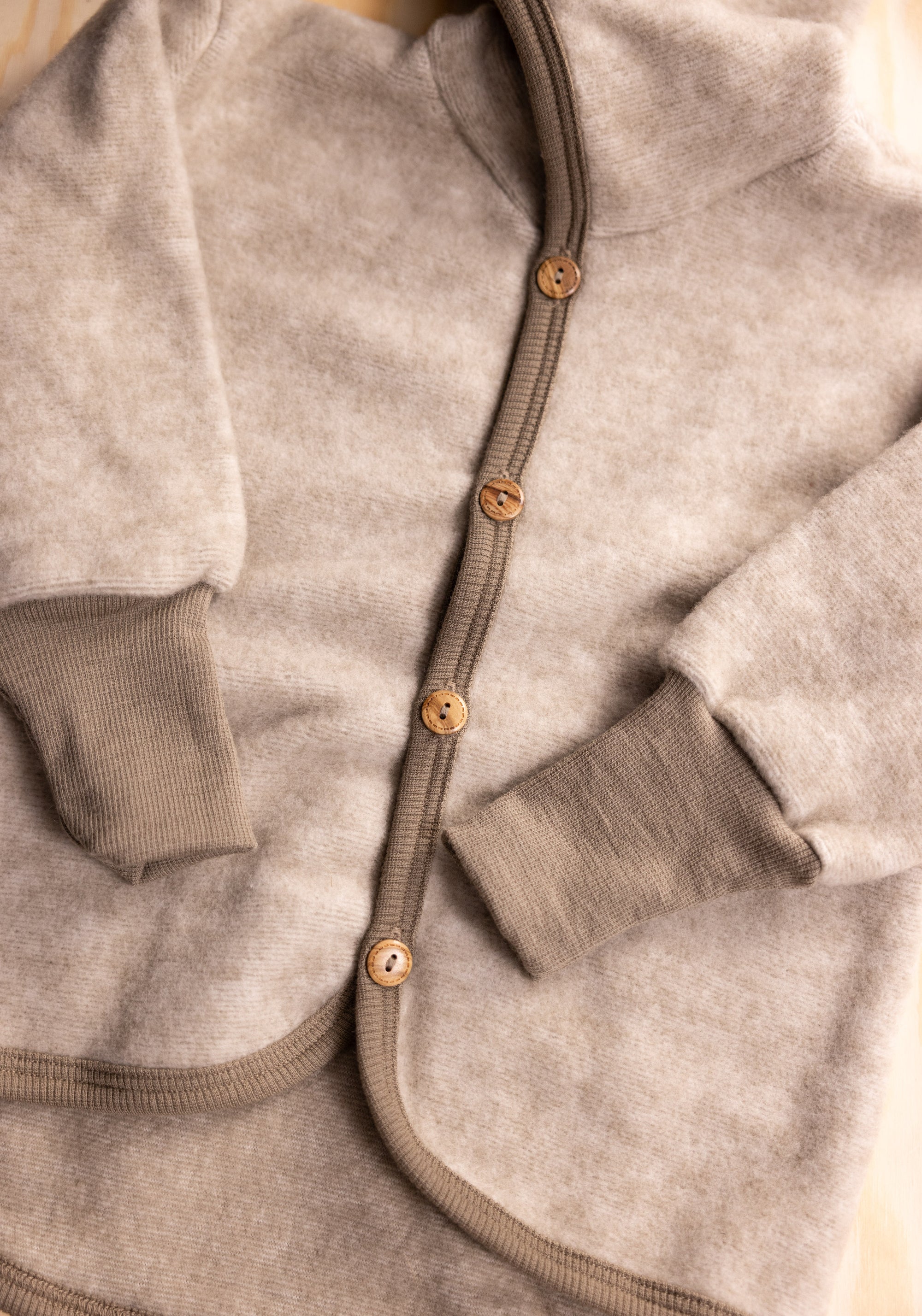 Jachetă fleece din lână merinos și bumbac - Latte macchiato