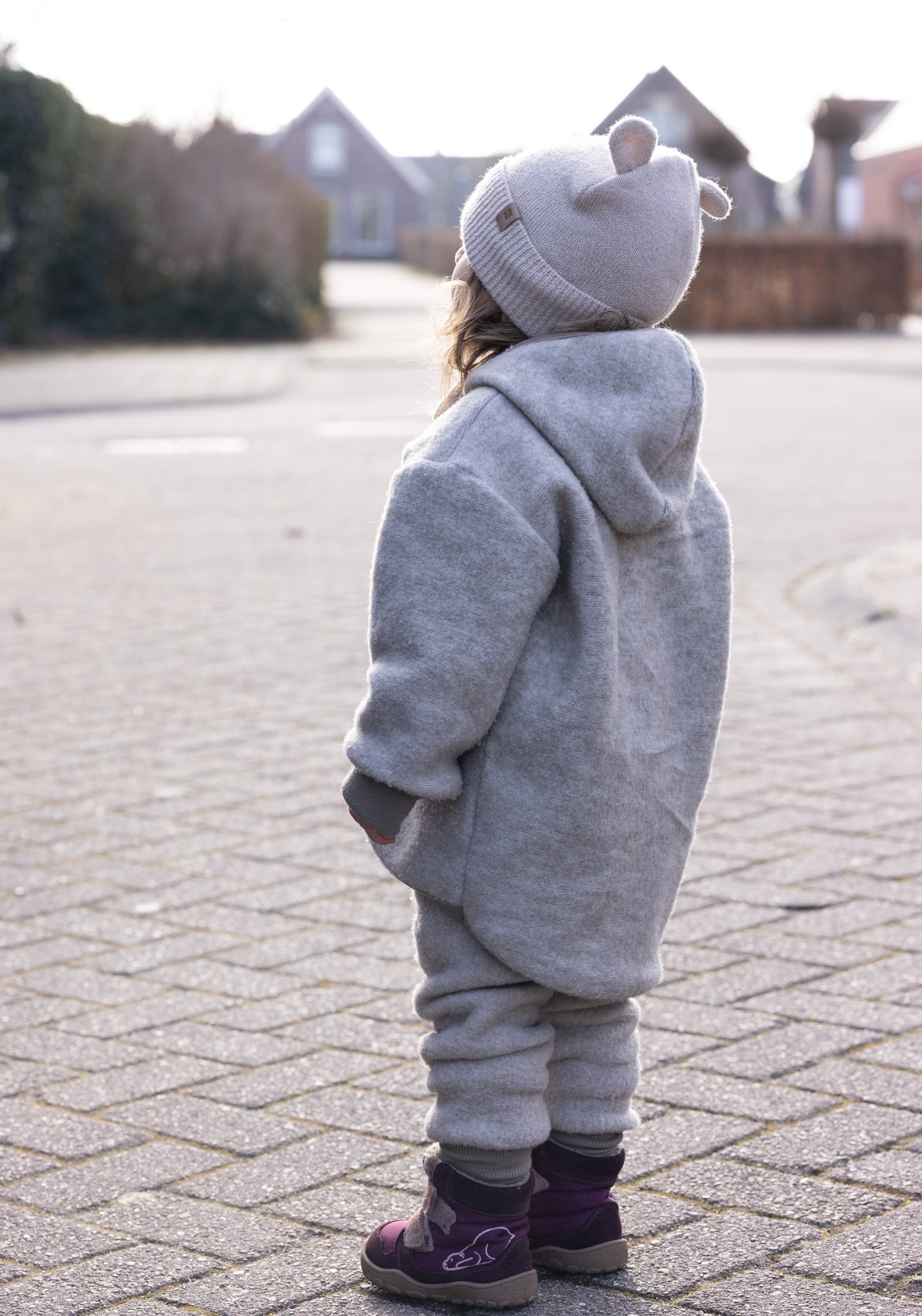 Jachetă fleece din lână merinos și bumbac - Latte macchiato