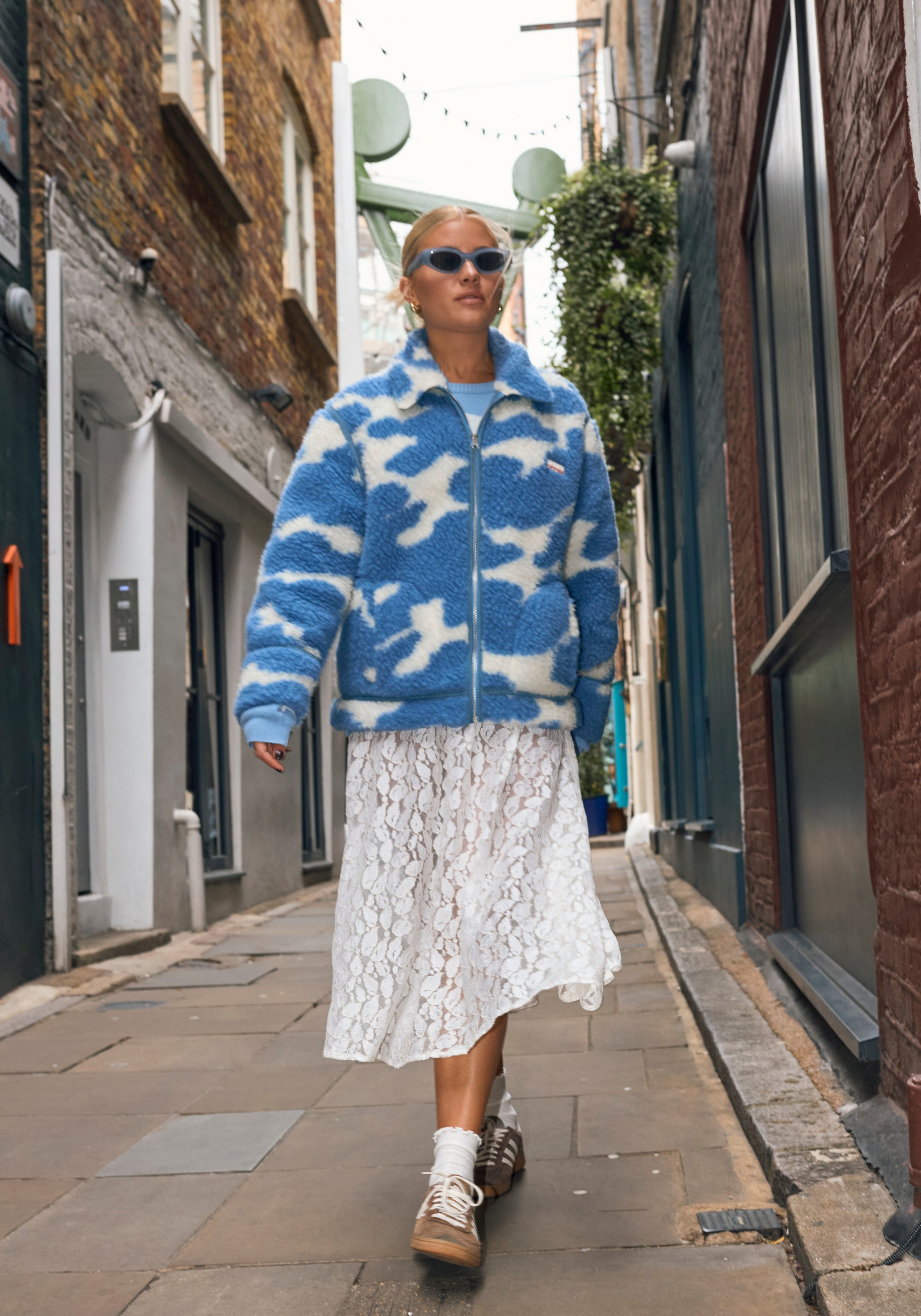 Jachetă fleece din lână merinos - Teddy Blue Cow