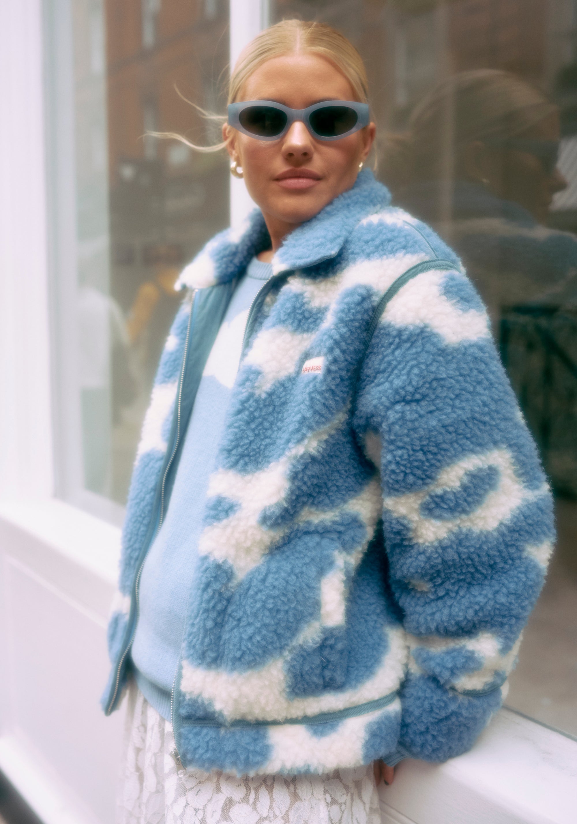 Jachetă fleece din lână merinos - Teddy Blue Cow