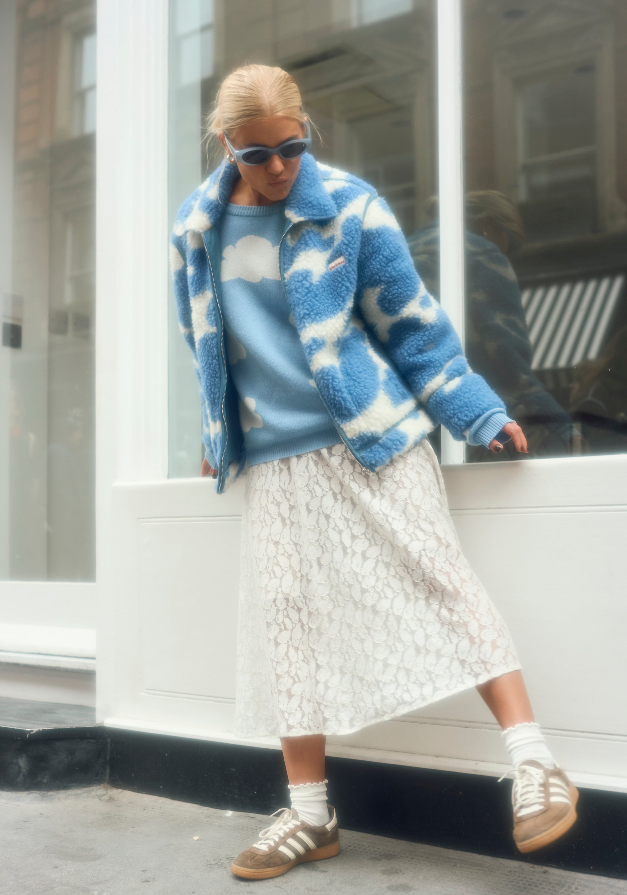 Jachetă fleece din lână merinos - Teddy Blue Cow