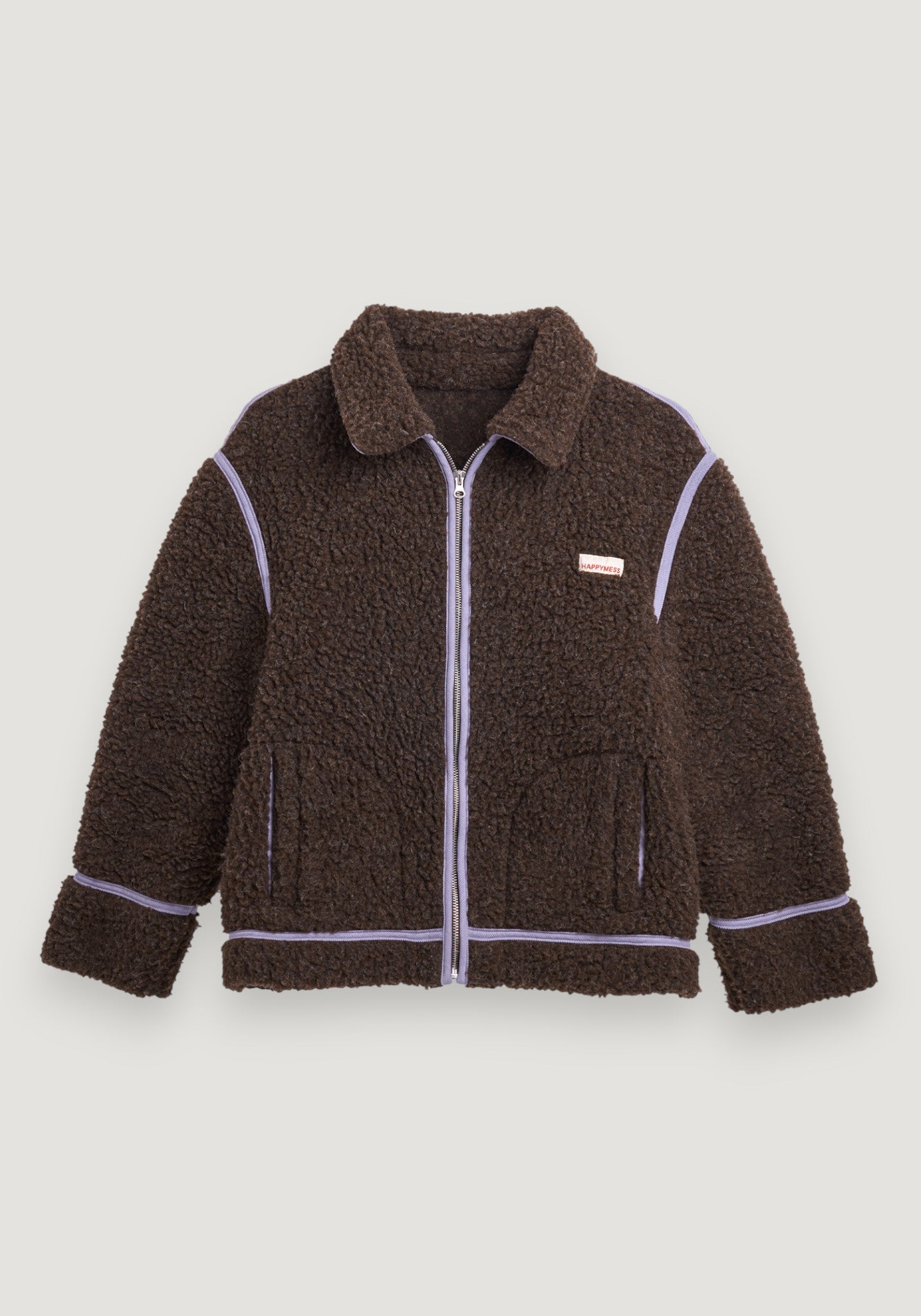 Jachetă fleece din lână merinos - Teddy Chocolate Brown