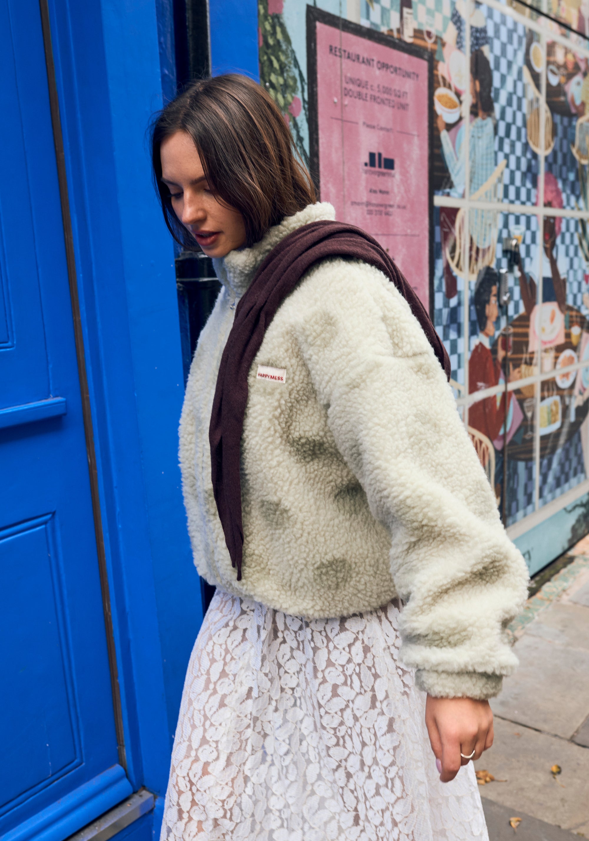 Jachetă fleece din lână merinos - Teddy Polka Dots