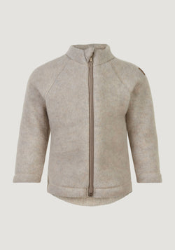 Jachetă fleece lână merinos -  Melange White