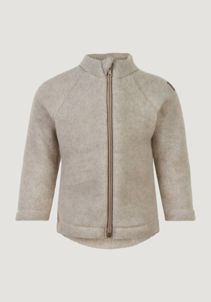 Jachetă fleece cu mănuși din lână merinos - Melange White