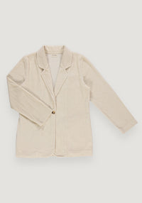 Jachetă reiat femei din bumbac - Blazer Almond Milk XS
