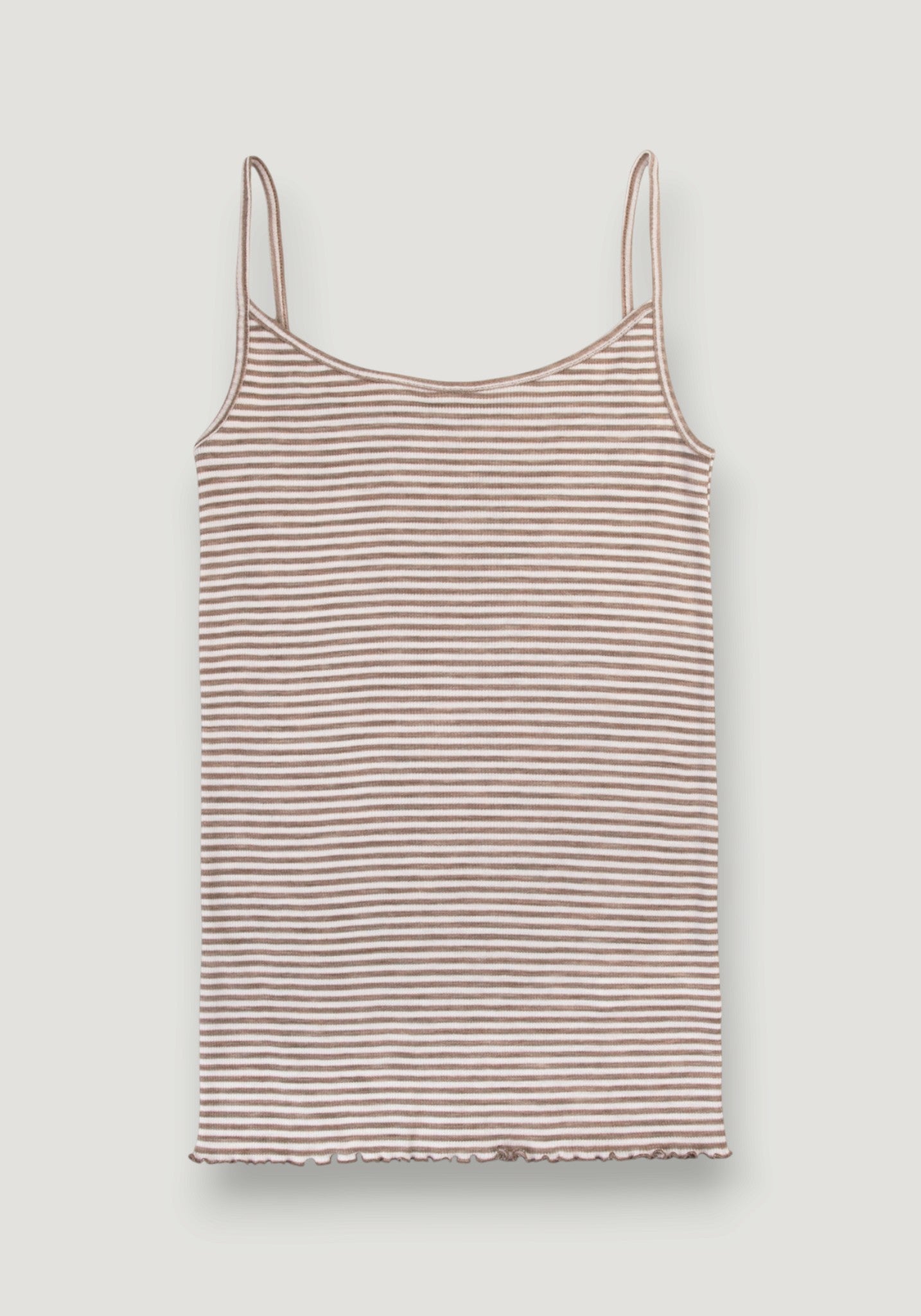 Maiou Chemise din lână merinos și mătase - Stripe Dark Beige