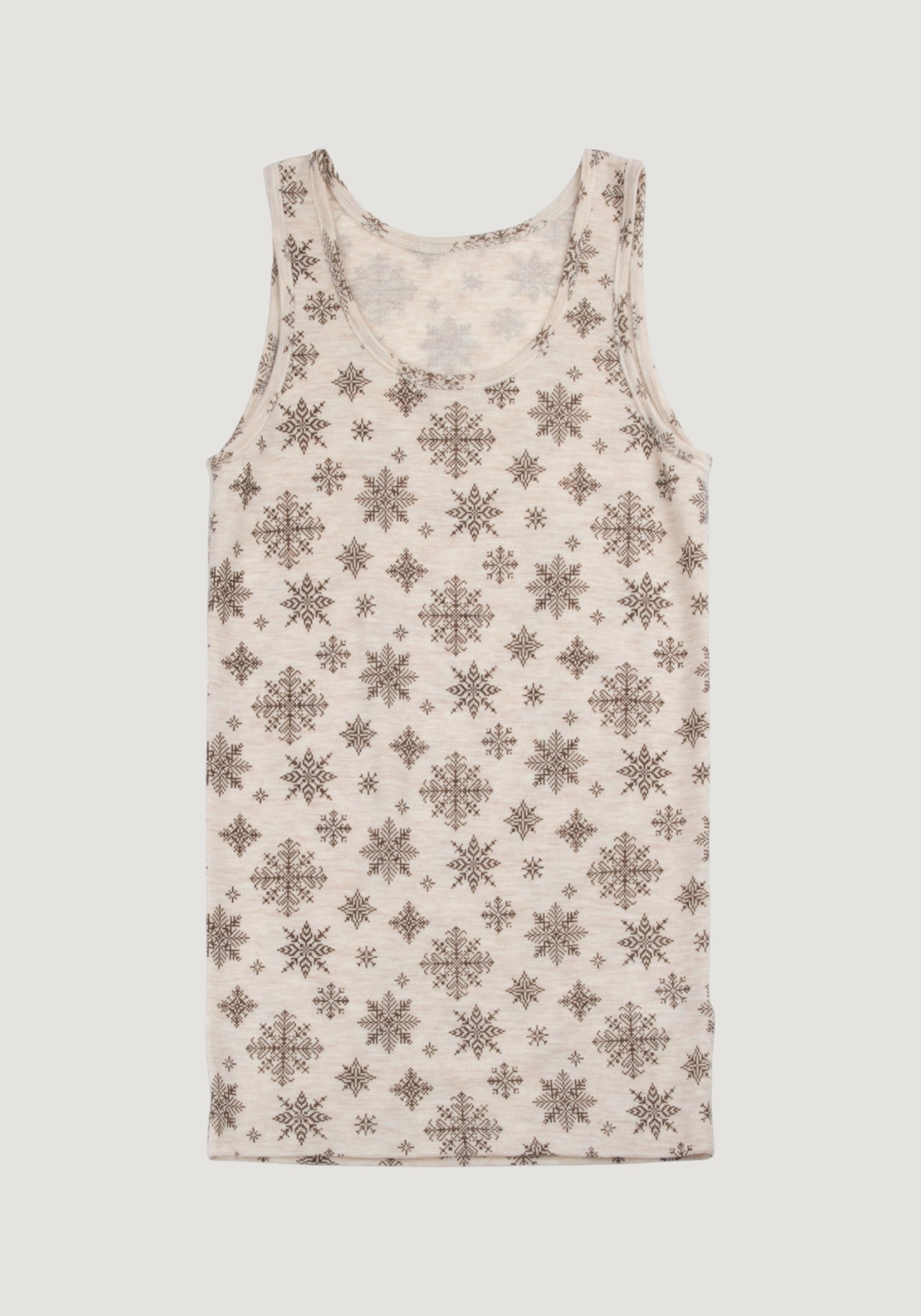 Maiou din lână merinos - Handdrawn Snowflake Beige