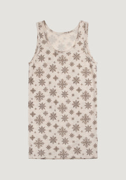 Maiou din lână merinos - Handdrawn Snowflake Beige