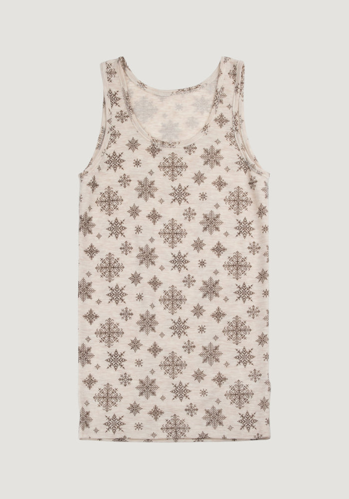 Maiou din lână merinos - Handdrawn Snowflake Beige