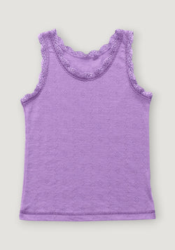 Maiou Eyelet din lână merinos și mătase - Basic Purple
