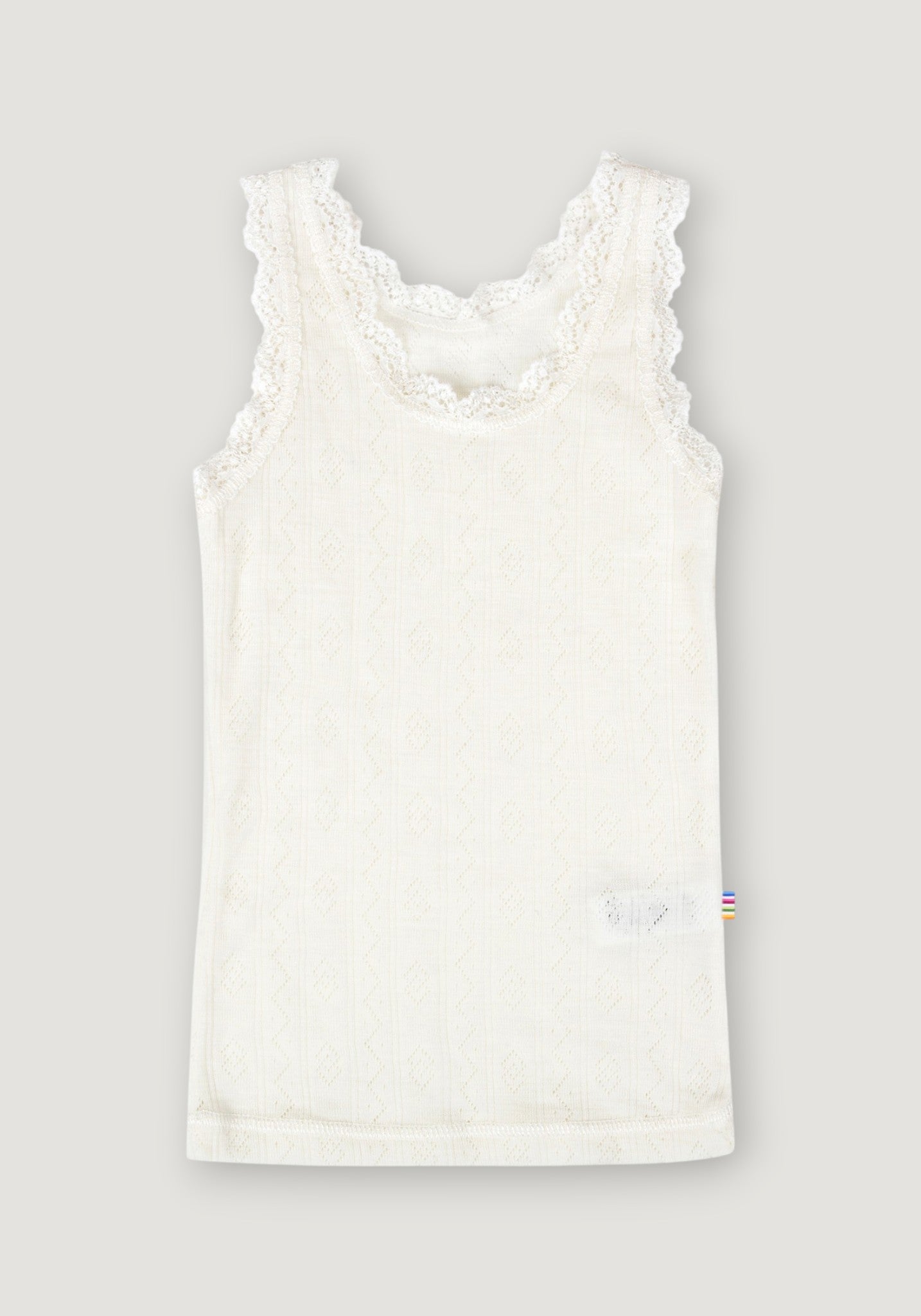 Maiou Eyelet din lână merinos și mătase - Basic White