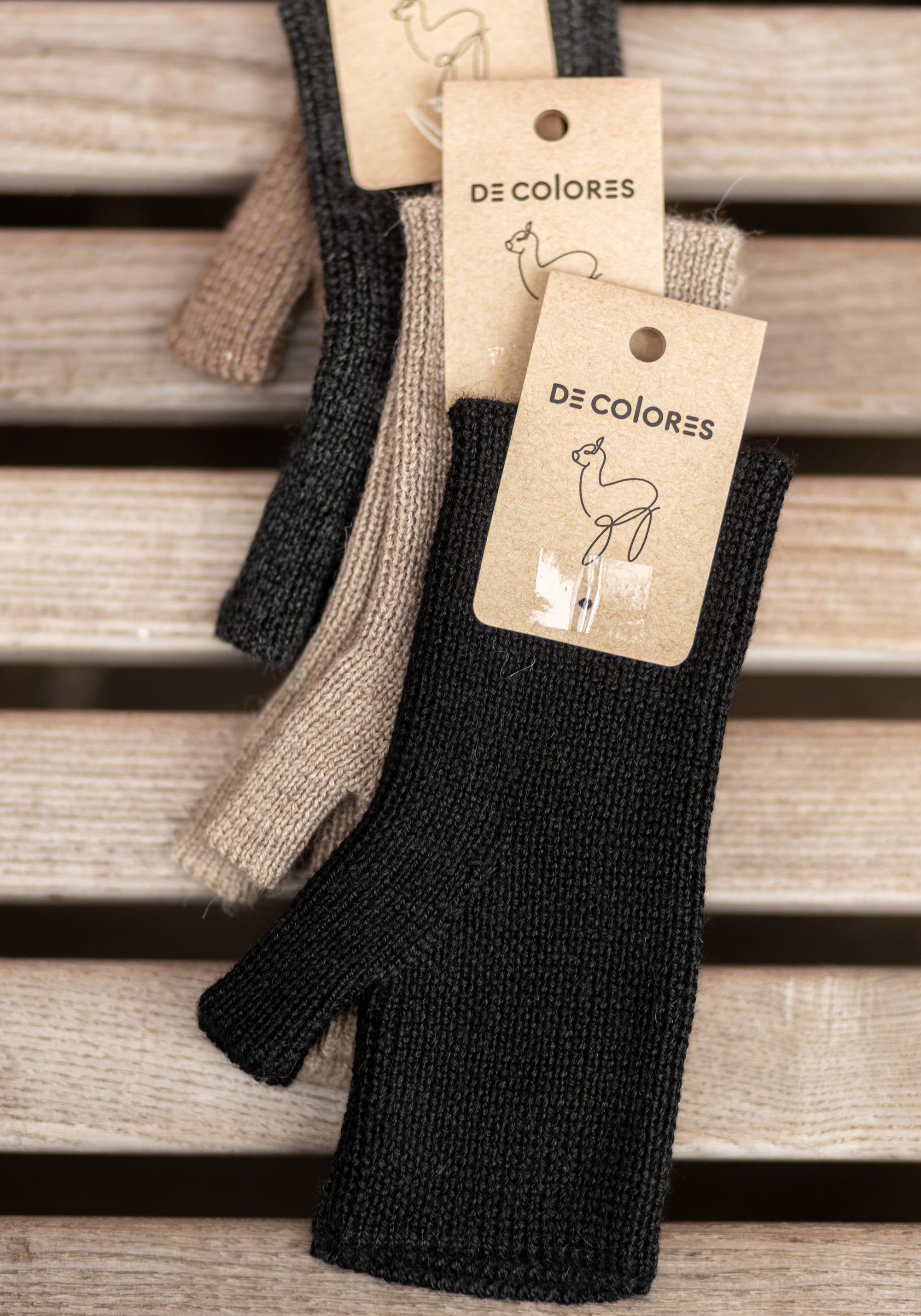 Manșete cu deget din baby alpaca - Black