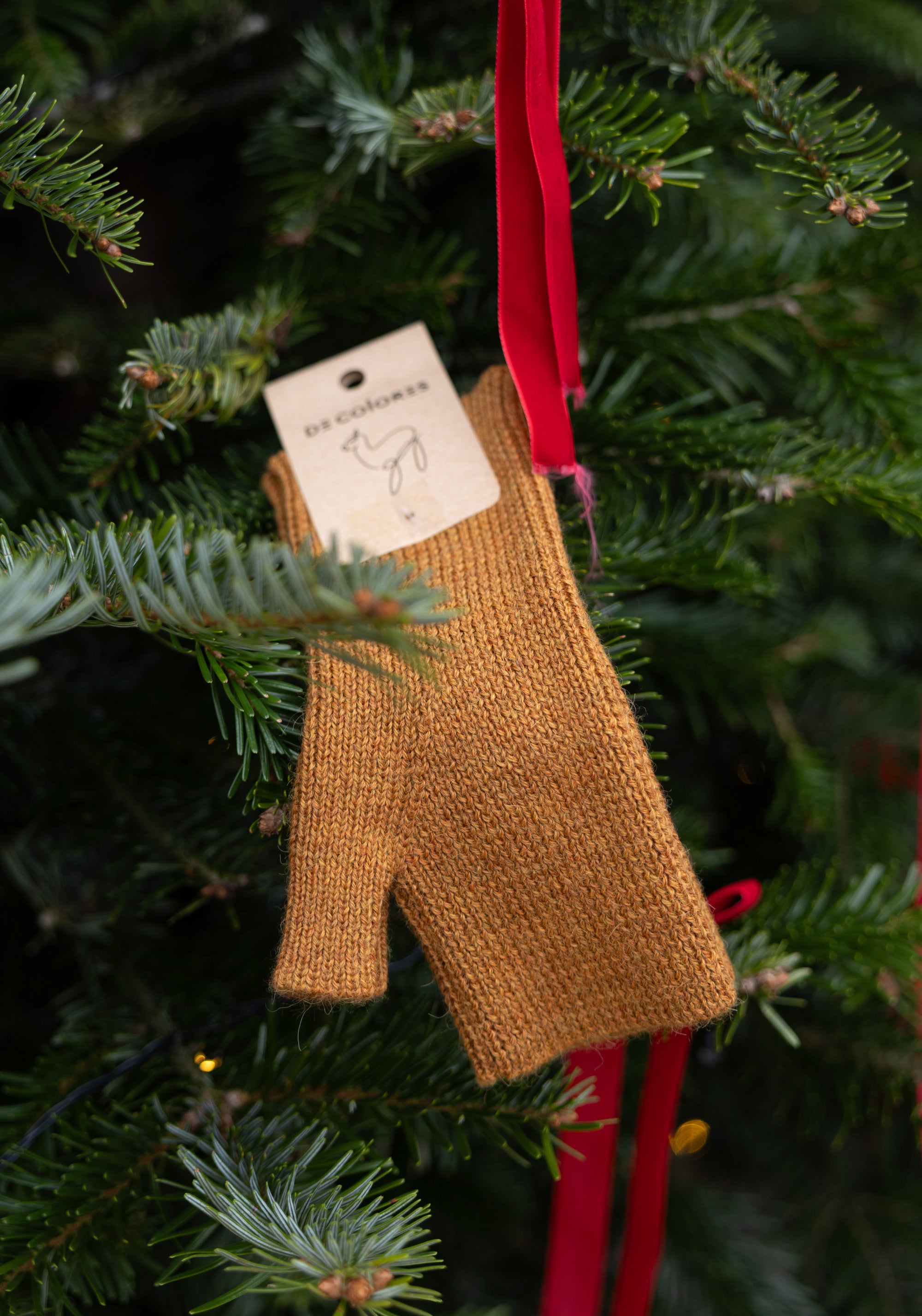 Manșete cu deget din baby alpaca - Mustard Melange