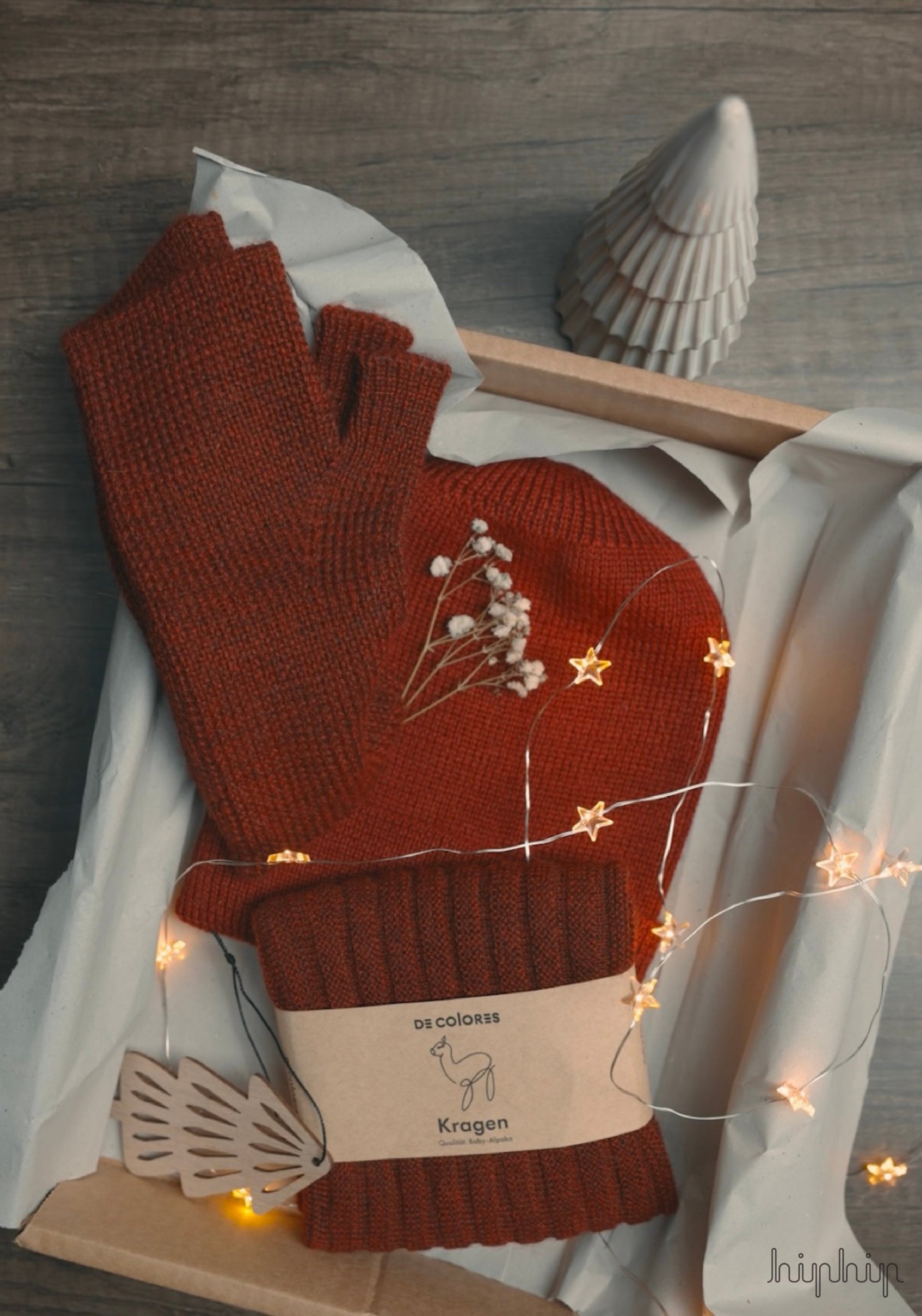 Manșete cu deget femei din baby alpaca - Wine Red De Colores HipHip.ro
