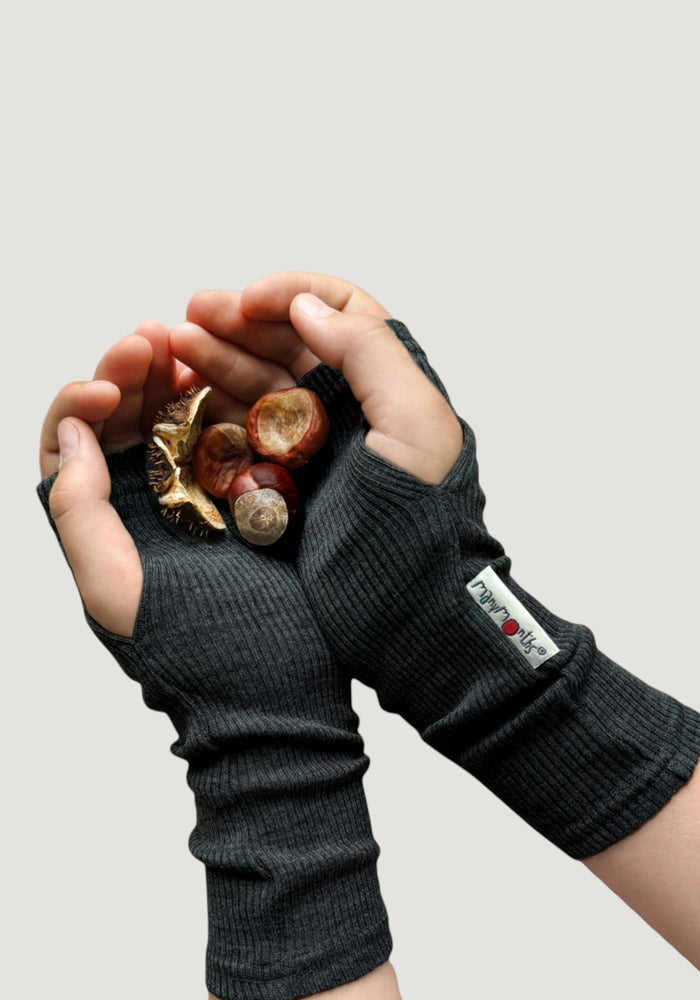 Manșete din lână merinos - Foggy Black