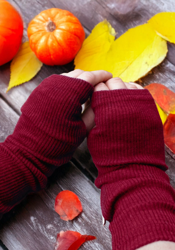 Manșete din lână merinos - Wild Pomegranate