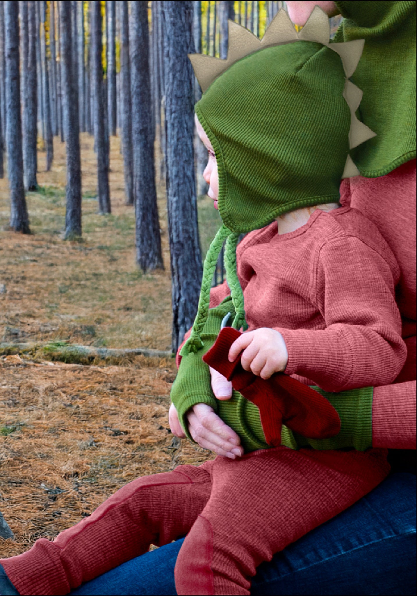 Manșete lână merinos (copii și femei) - Garden Moss Green