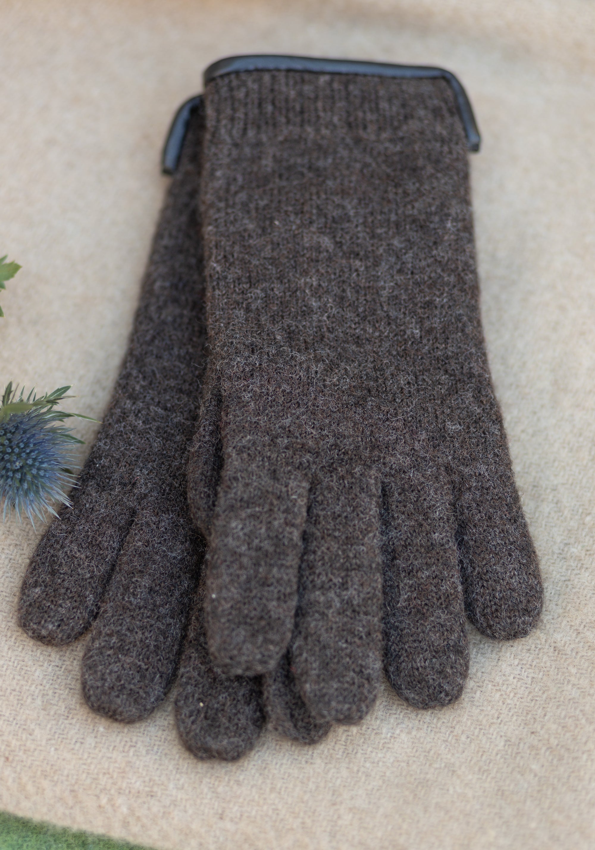 Mănuși adulți din lână fiartă - Brown