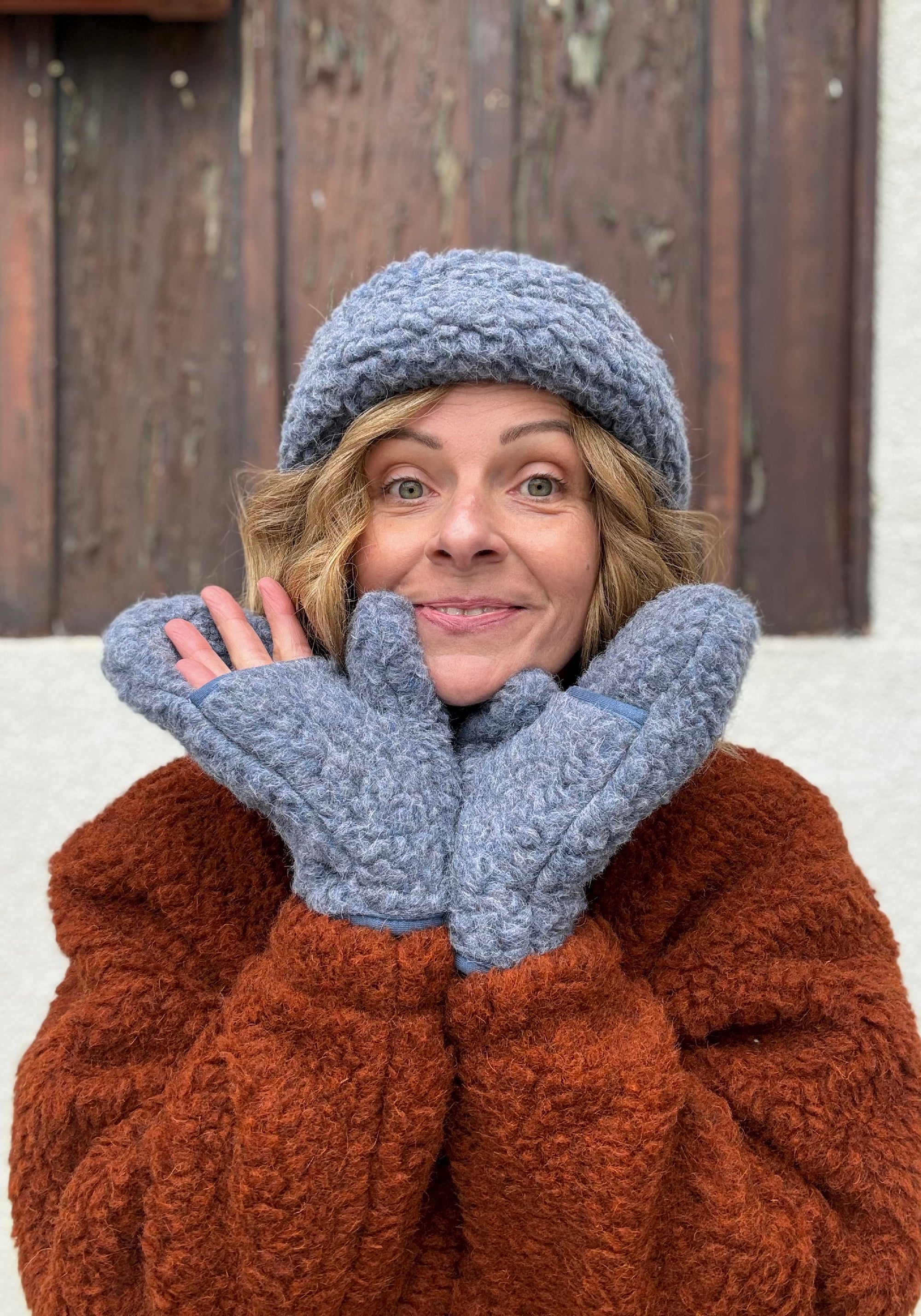 Jachetă bomber oversize fleece din lână merinos - Teddy Clay